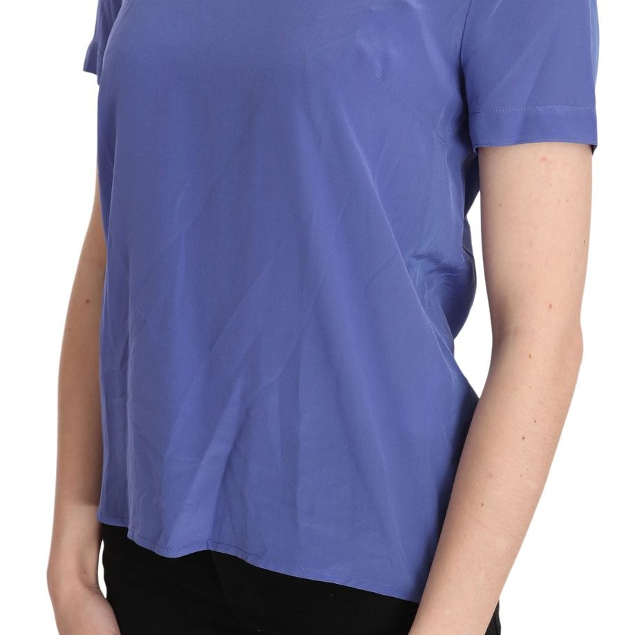 Patrizia Pepe Silk Purple Short Sleeve Casual Top Blouse