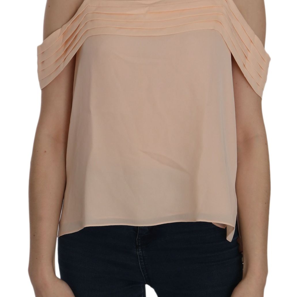 Alexander Wang Orange Off Shoulder Strap Square Neck Top Blouse