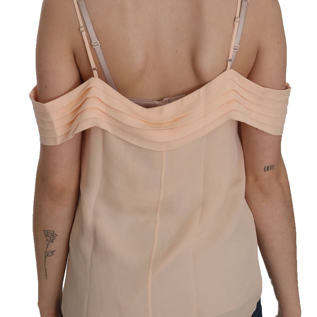 Alexander Wang Orange Off Shoulder Strap Square Neck Top Blouse