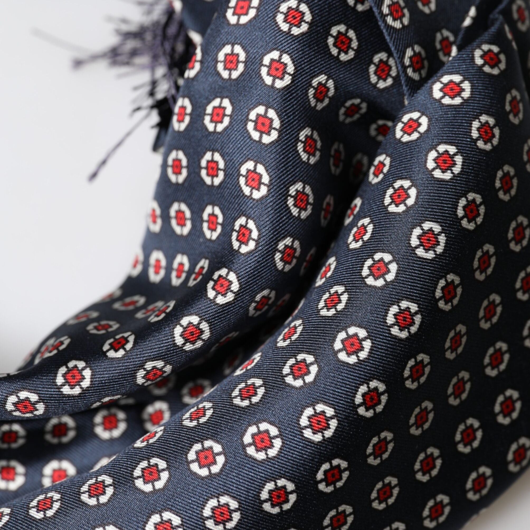 Dolce & Gabbana Black Patterned Fringes Neck Foulard Scarf