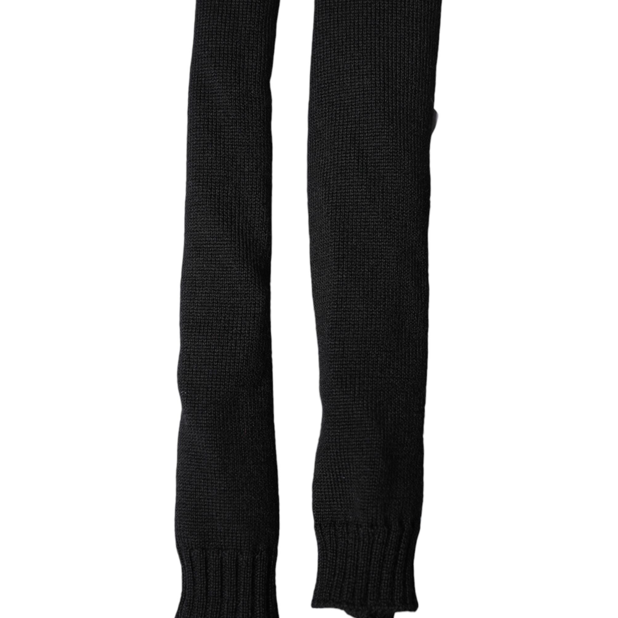 Dolce & Gabbana Black Wool Knitted Neck Wrap Shawl Men Scarf