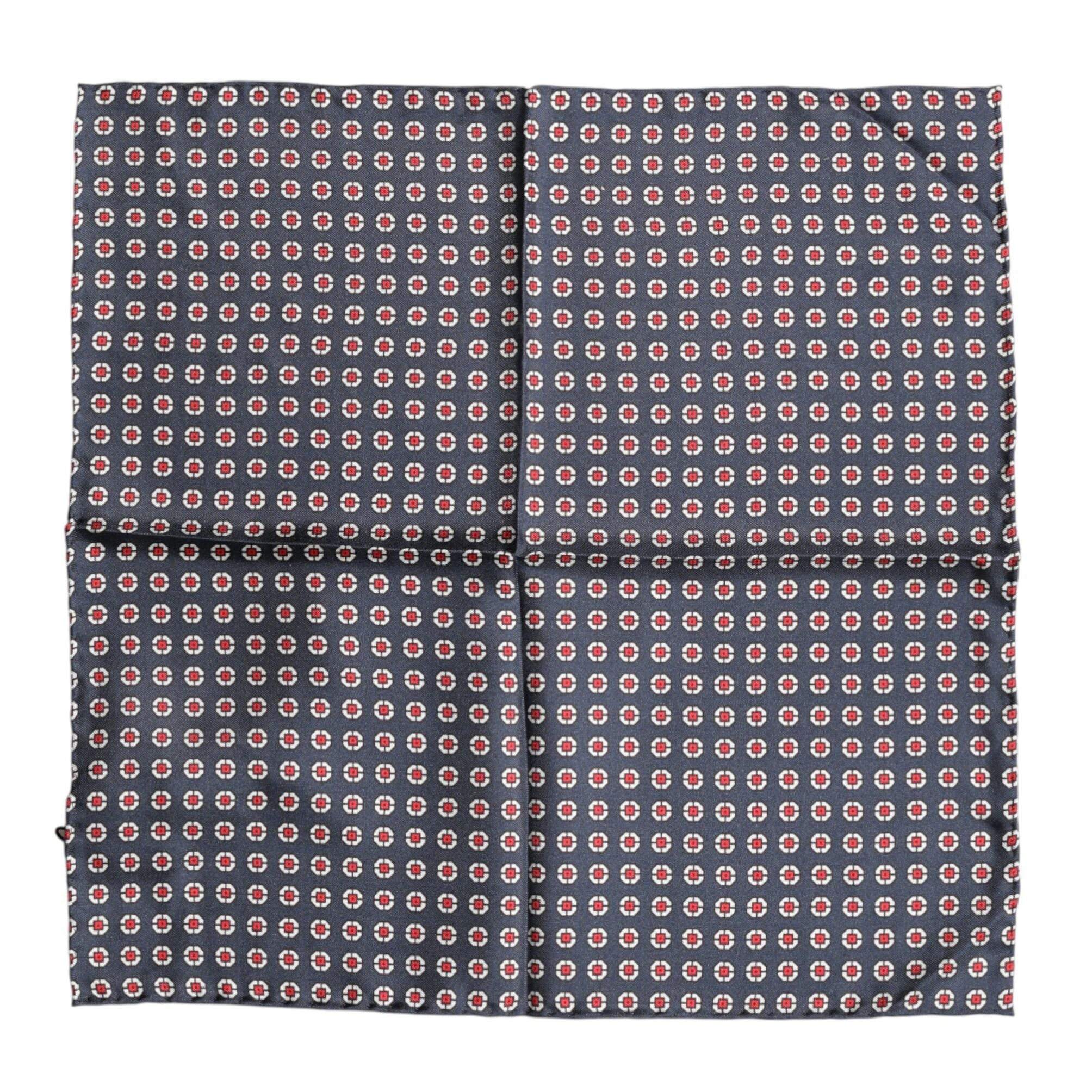 Dolce & Gabbana Blue Patterned Silk Square Handkerchief Scarf