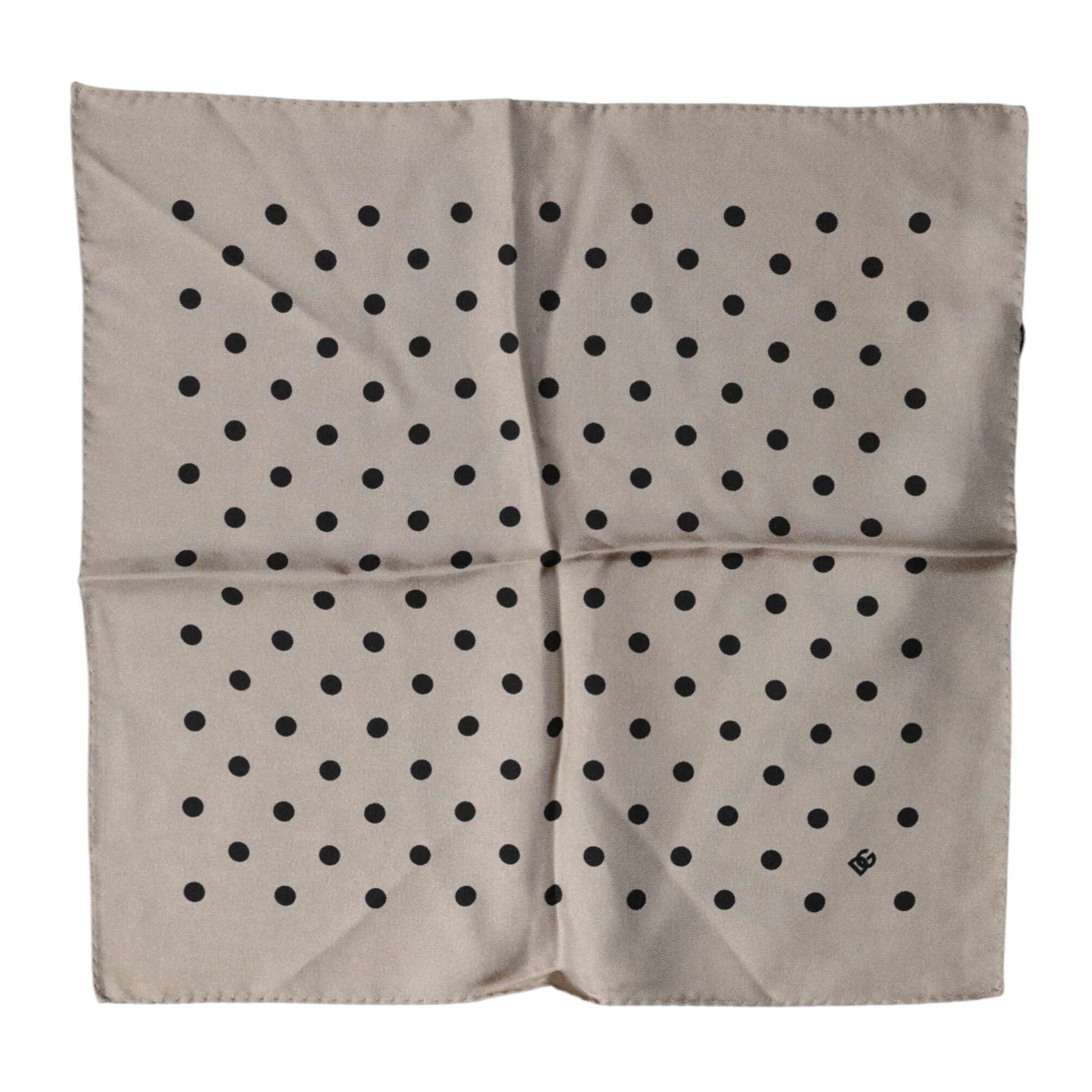 Dolce & Gabbana Brown Polka Dot Square Handkerchief Scarf