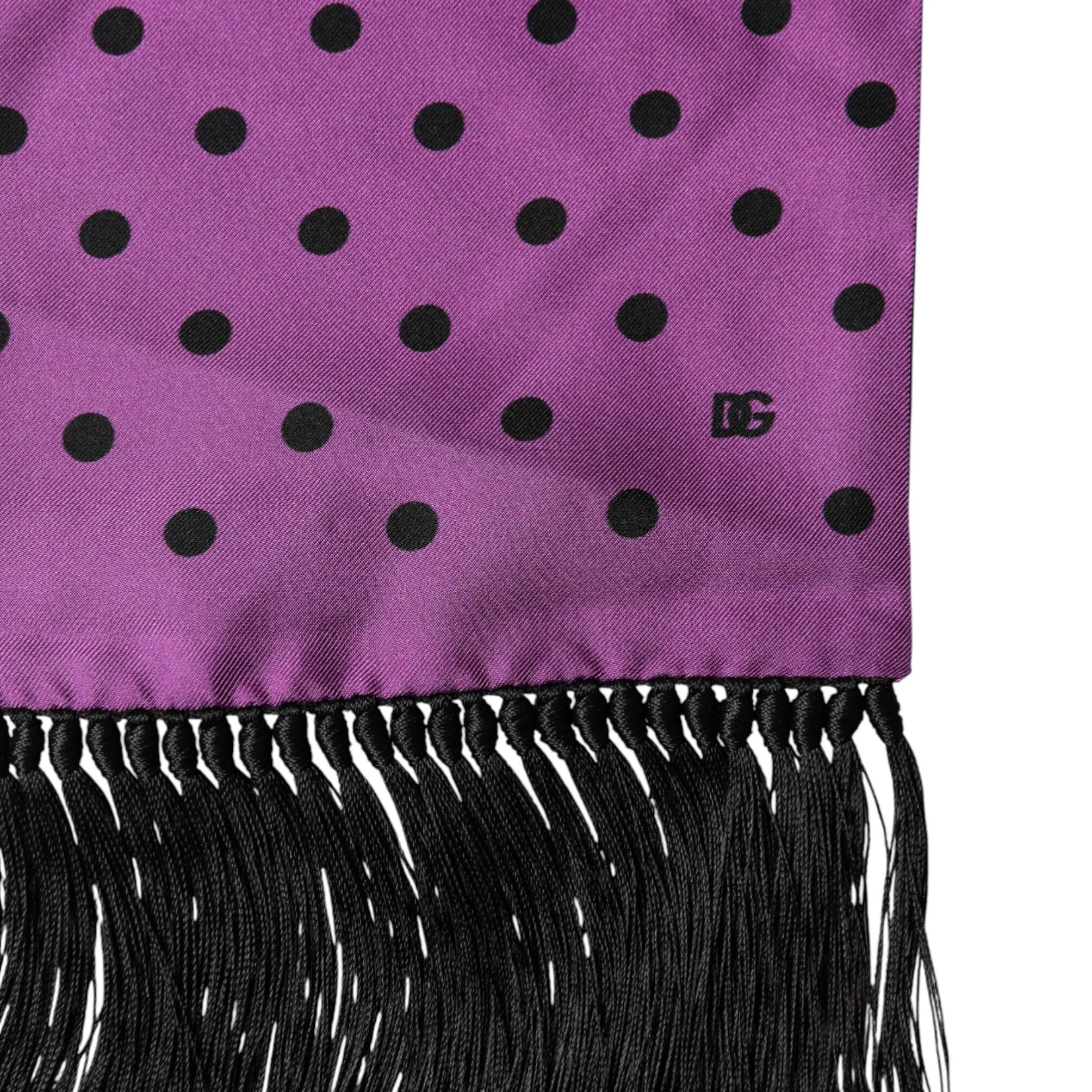 Dolce & Gabbana Violet Polka Dot Fringes Neck Foulard Scarf