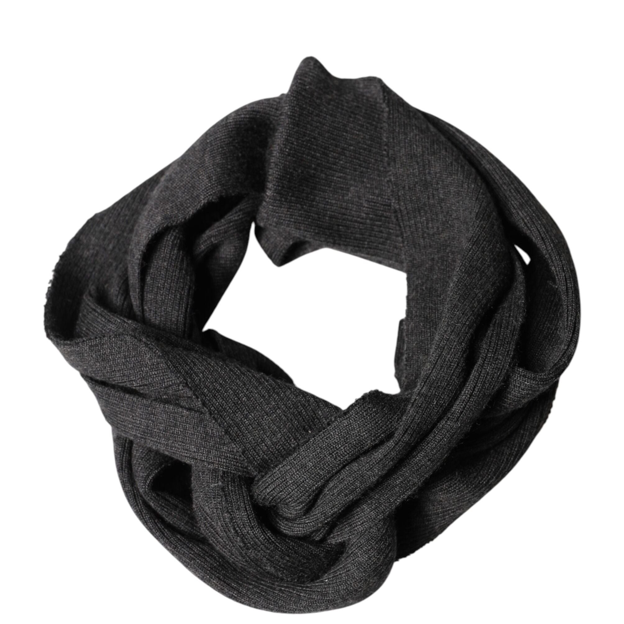 Dolce & Gabbana Black Cashmere Knit Neck Wrap Foulard Scarf