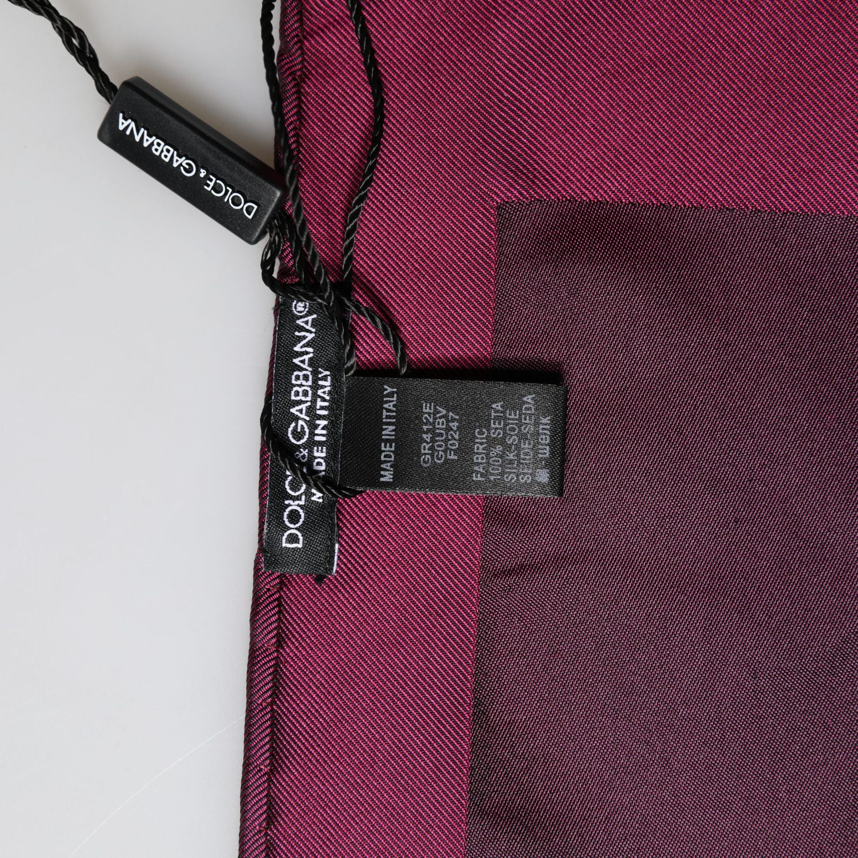 Dolce & Gabbana Maroon Silk Lace Stole Square Foulard Scarf