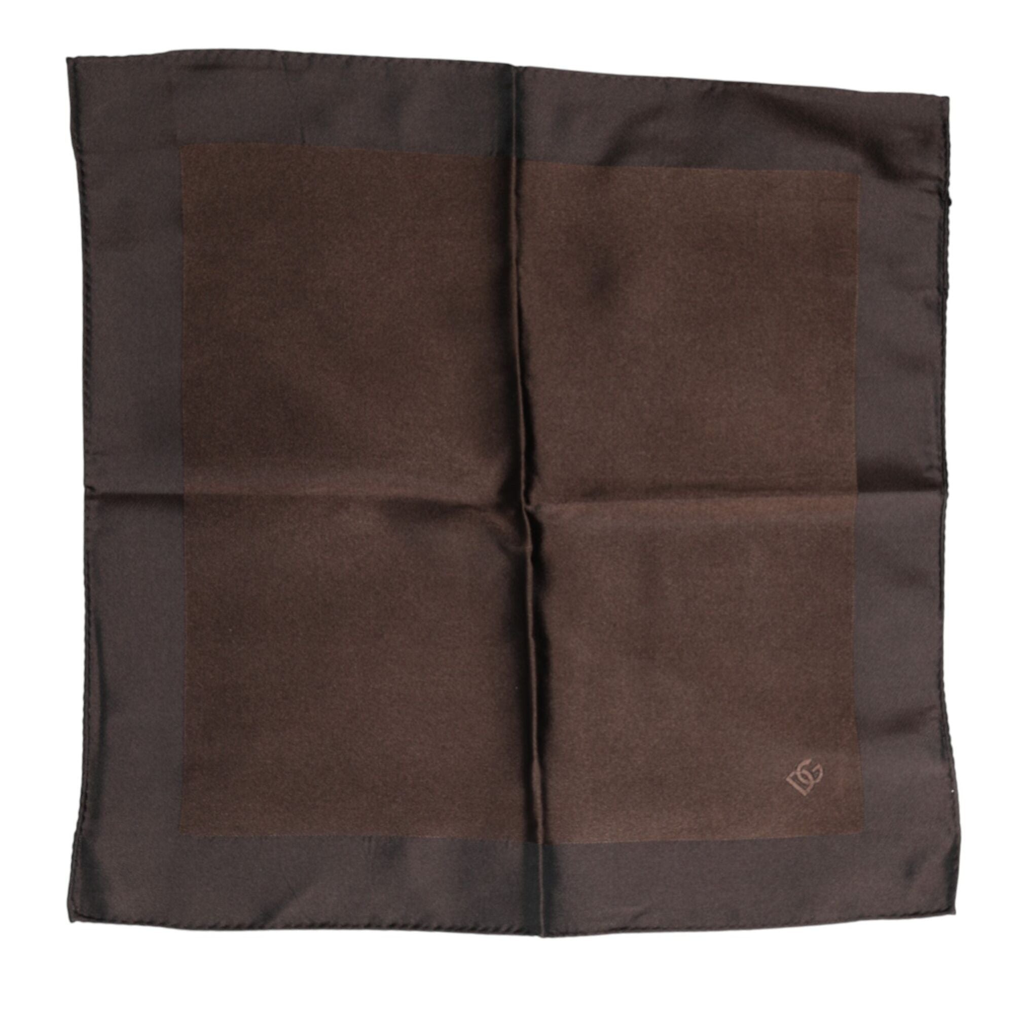 Dolce & Gabbana Brown Logo Silk Square Handkerchief Scarf