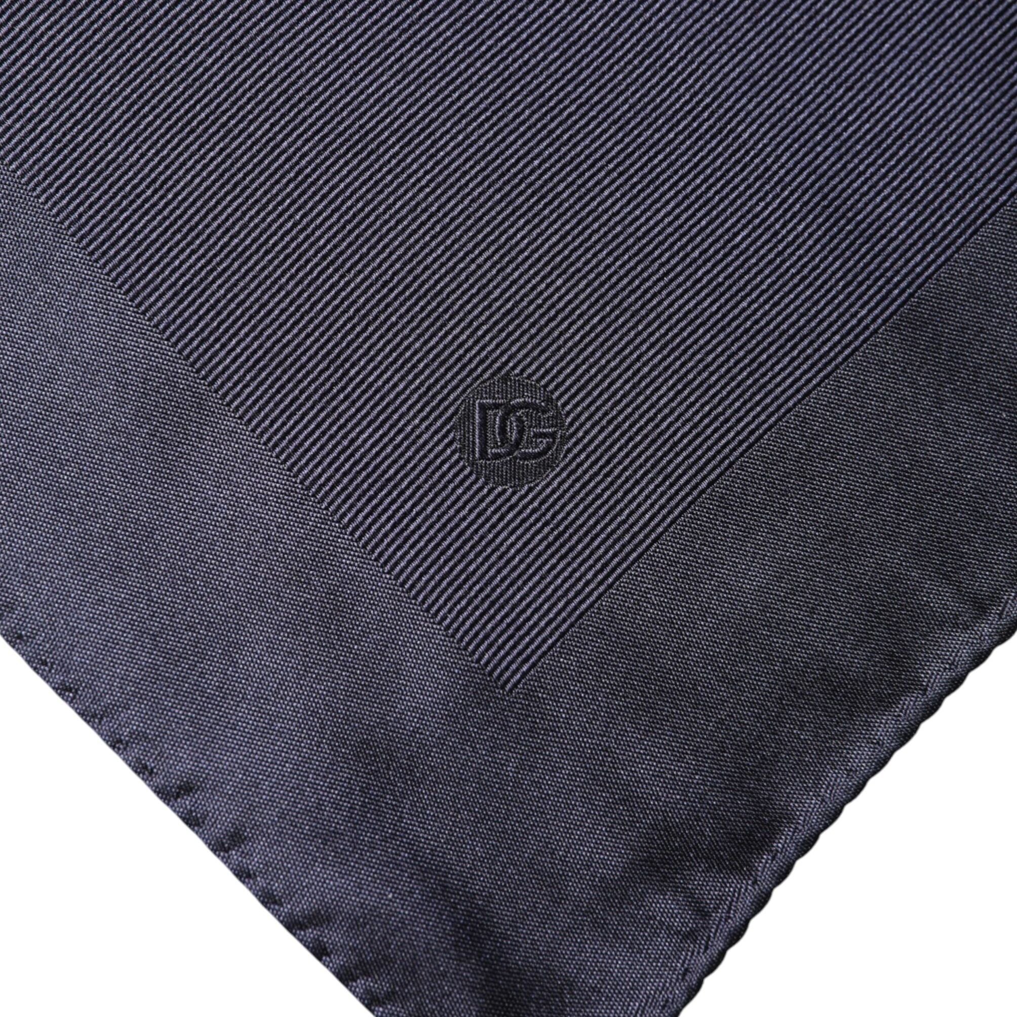 Dolce & Gabbana Blue Logo Silk Men Square Handkerchief Scarf