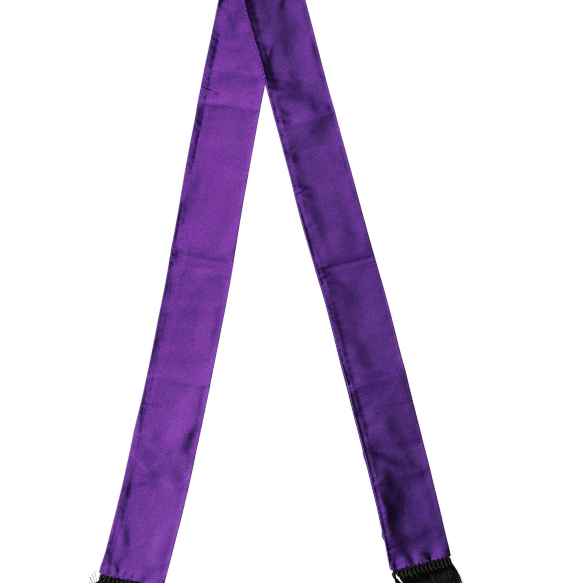 Dolce & Gabbana Violet Silk Fringes Neck Wrap Foulard Scarf