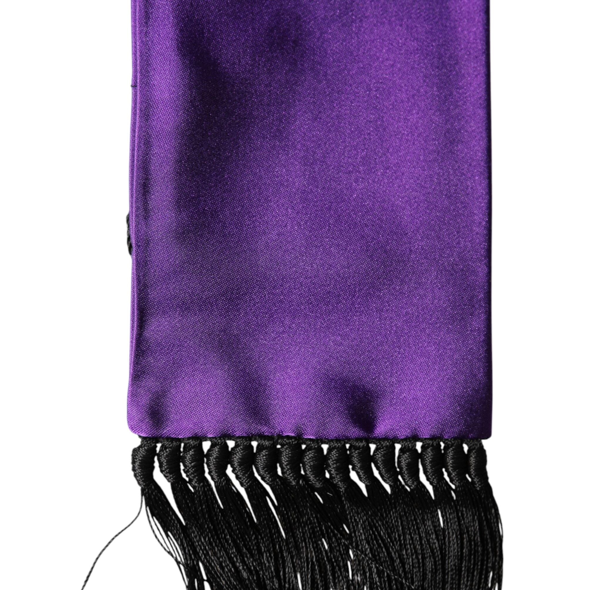 Dolce & Gabbana Violet Silk Fringes Neck Wrap Foulard Scarf
