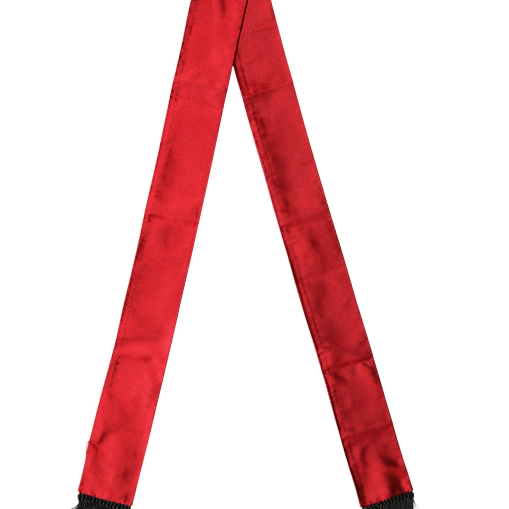 Dolce & Gabbana Red Silk Fringes Neck Wrap Foulard Scarf