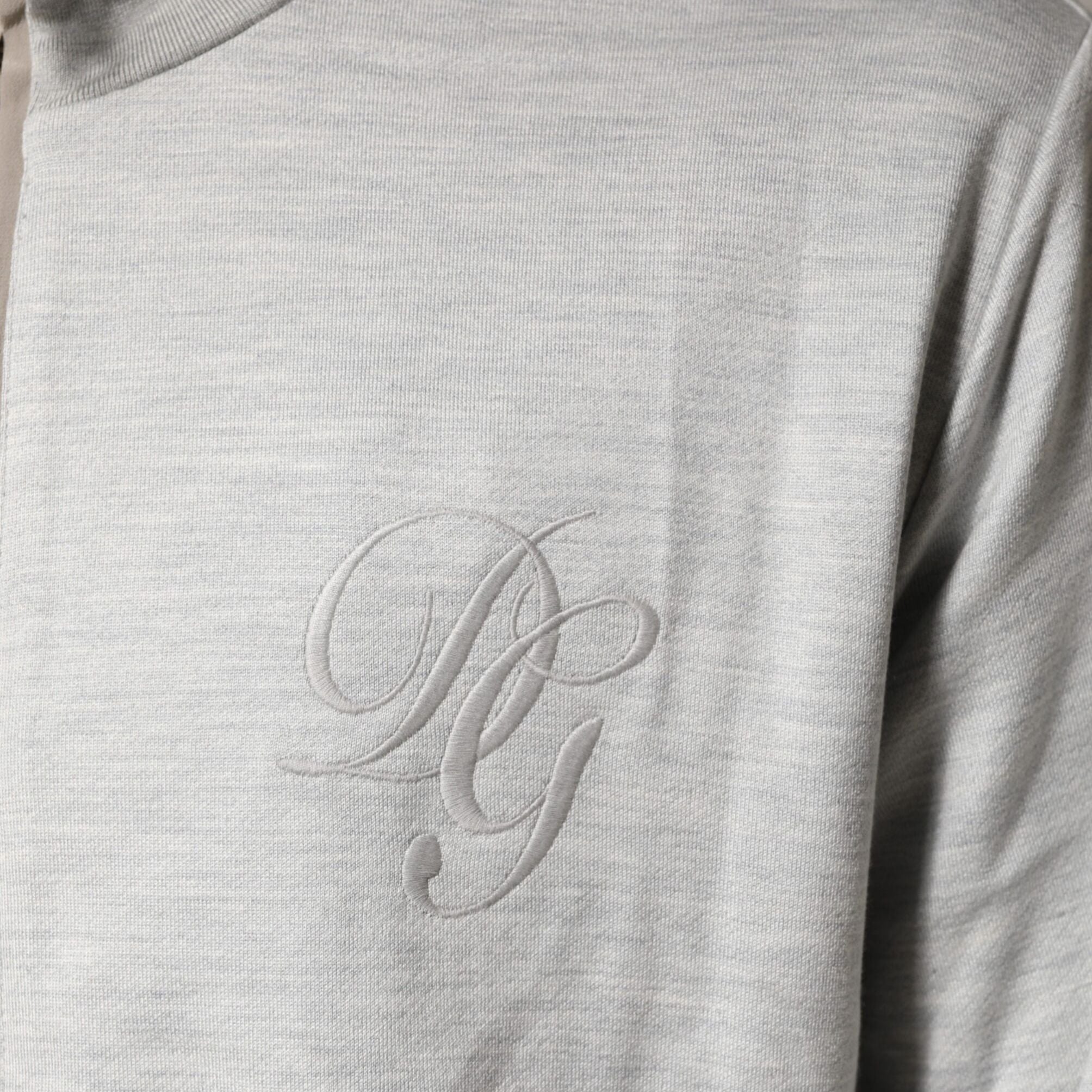 Dolce & Gabbana Light Gray Cotton Zipped Cardigan Sweater