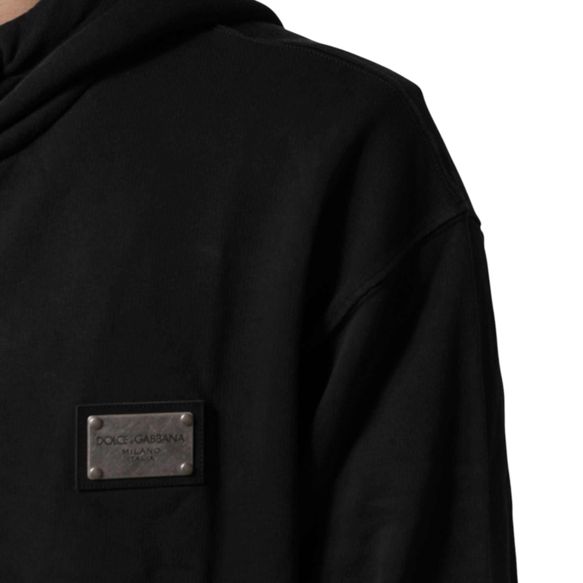 Dolce & Gabbana Black Full Zip Hooded Men Sweatshirt Sweater