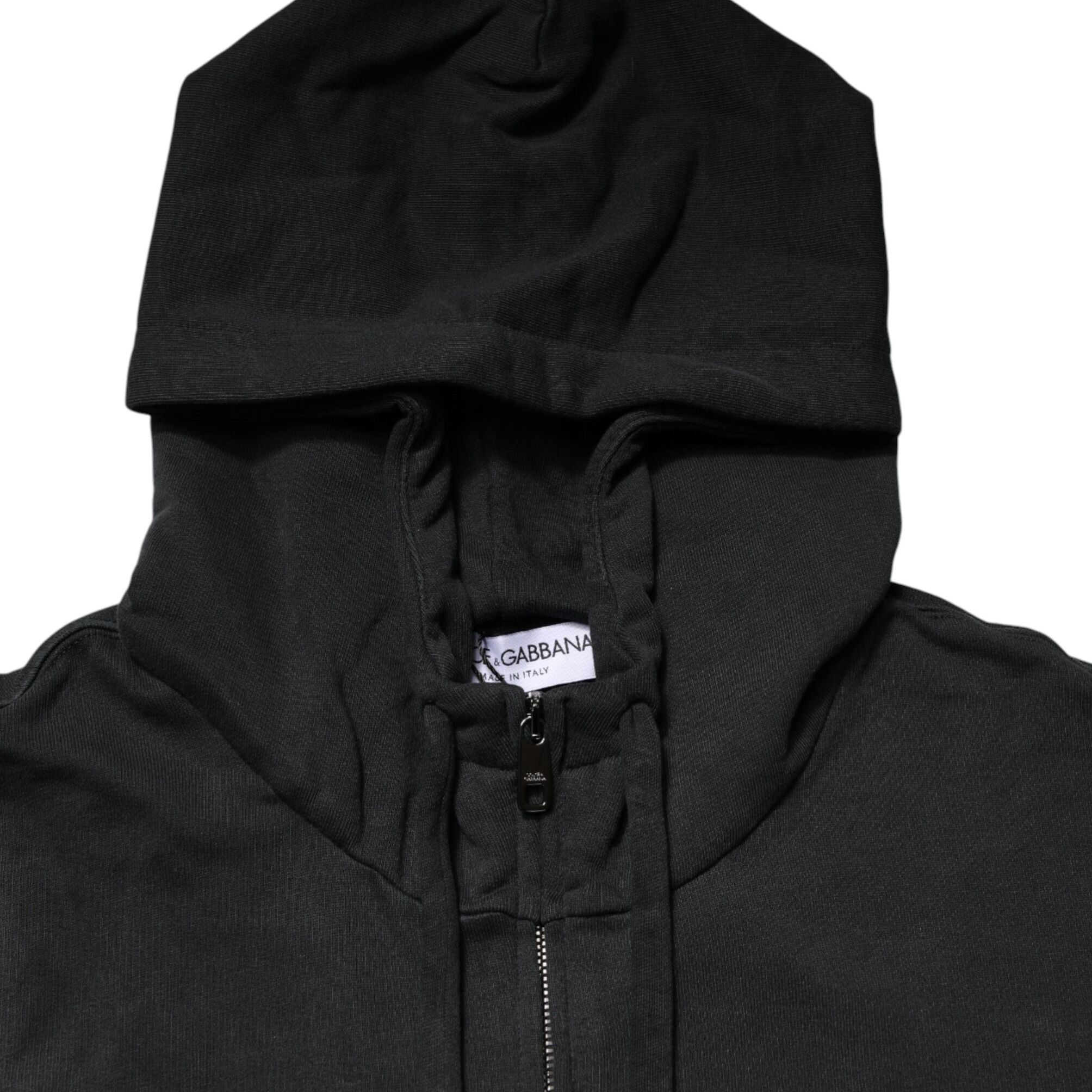 Dolce & Gabbana Black Full Zip Hooded Men Sweatshirt Sweater