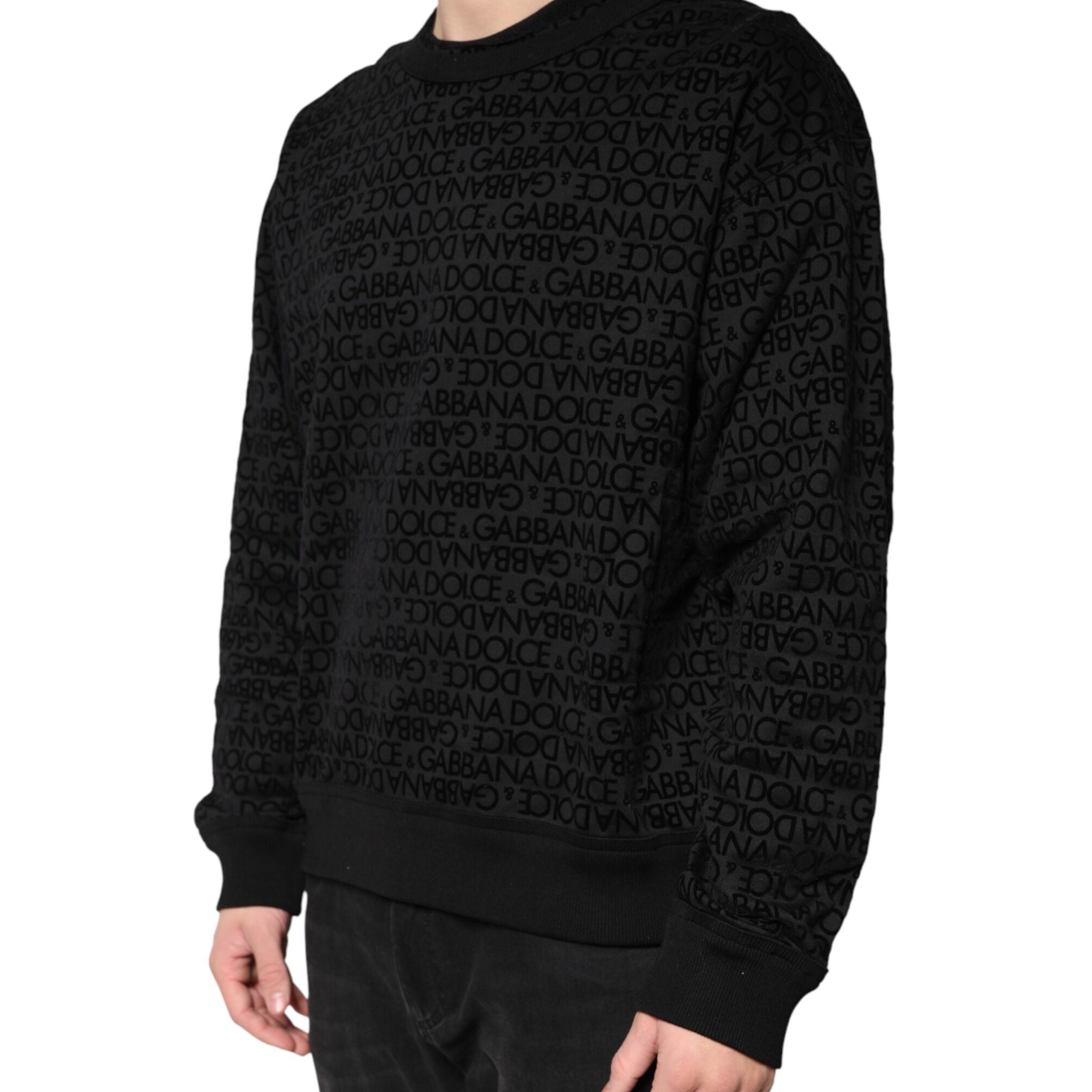 Dolce & Gabbana Black Monogram Crew Neck Sweatshirt Sweater