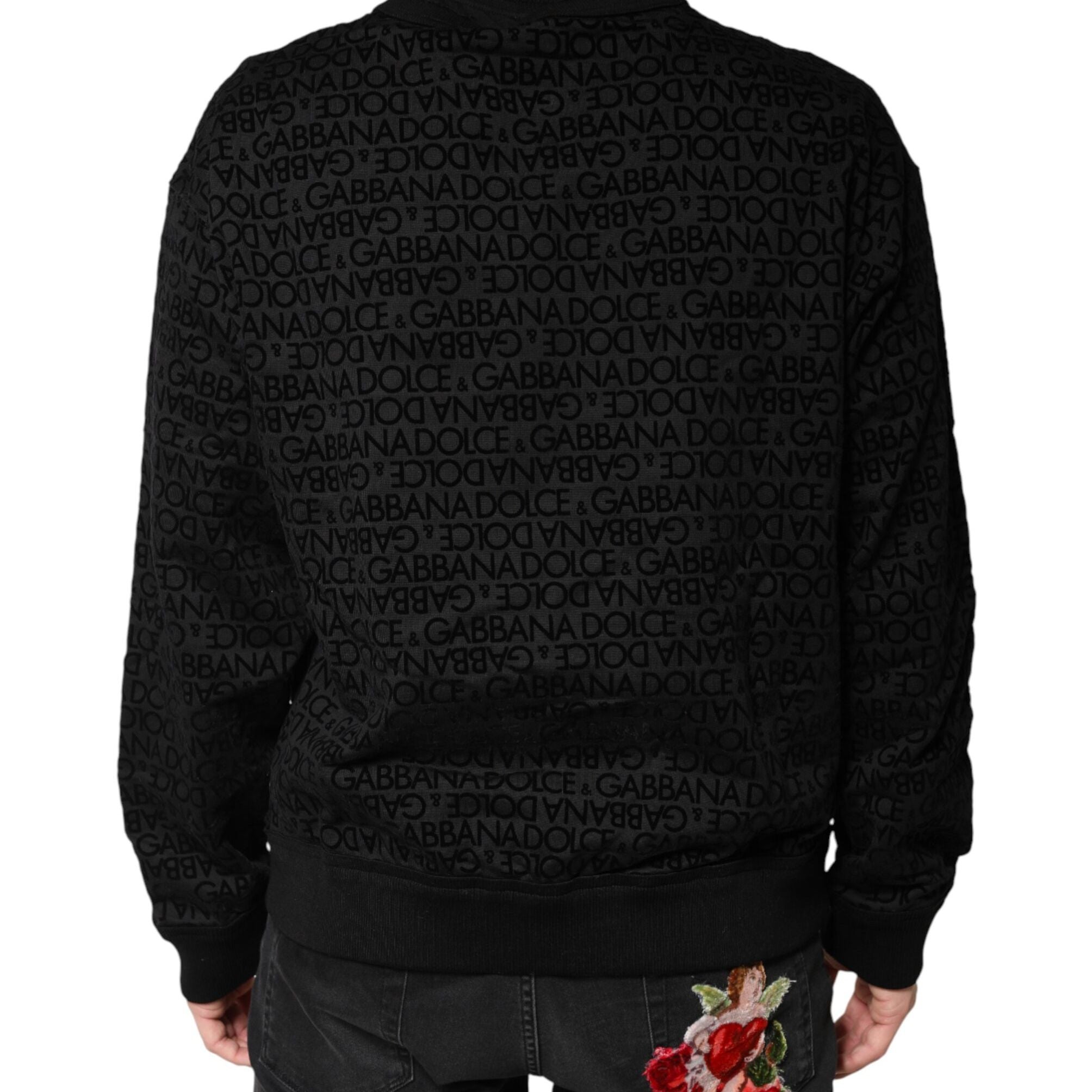Dolce & Gabbana Black Monogram Crew Neck Sweatshirt Sweater