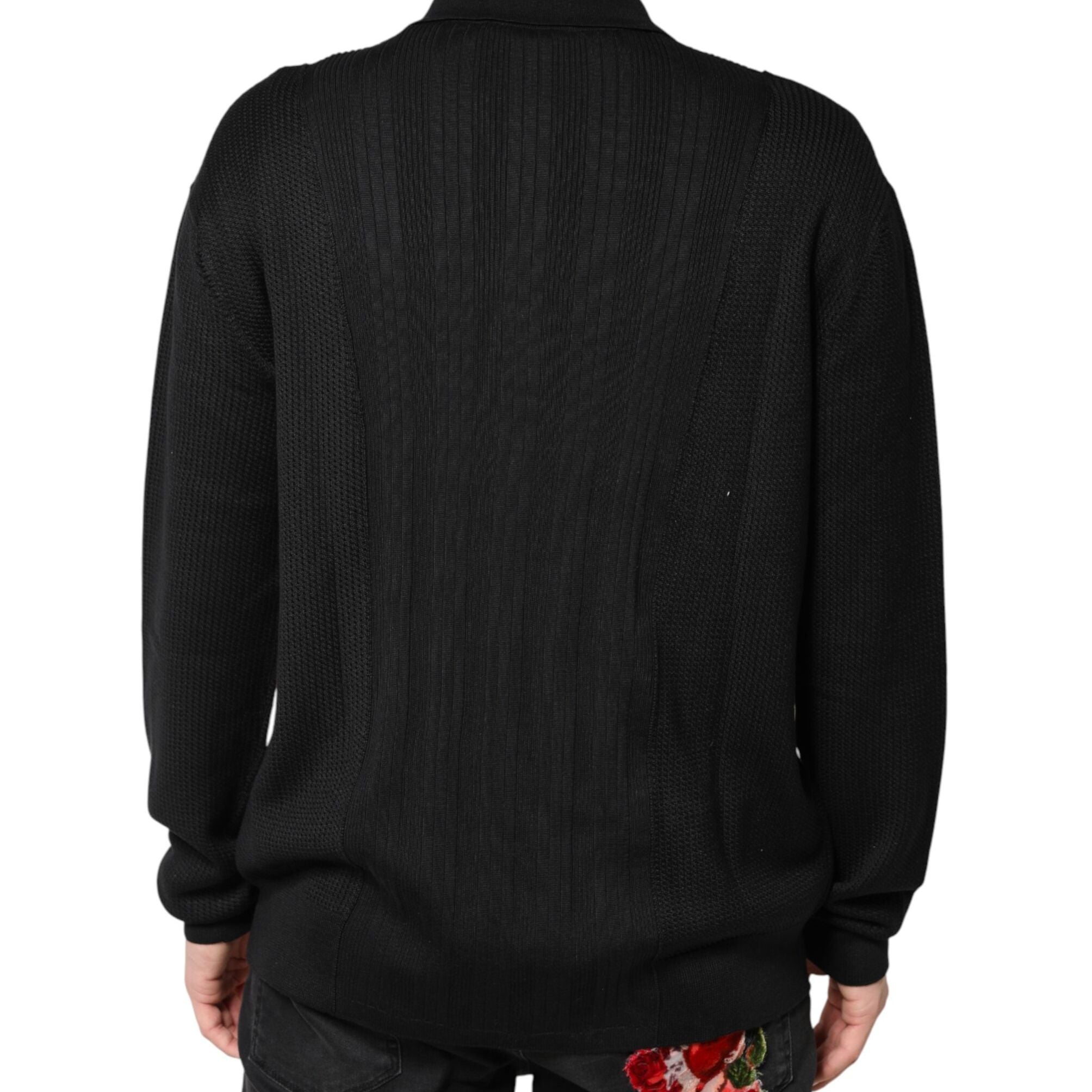 Dolce & Gabbana Black Crest Long Sleeve Men Pullover Sweater