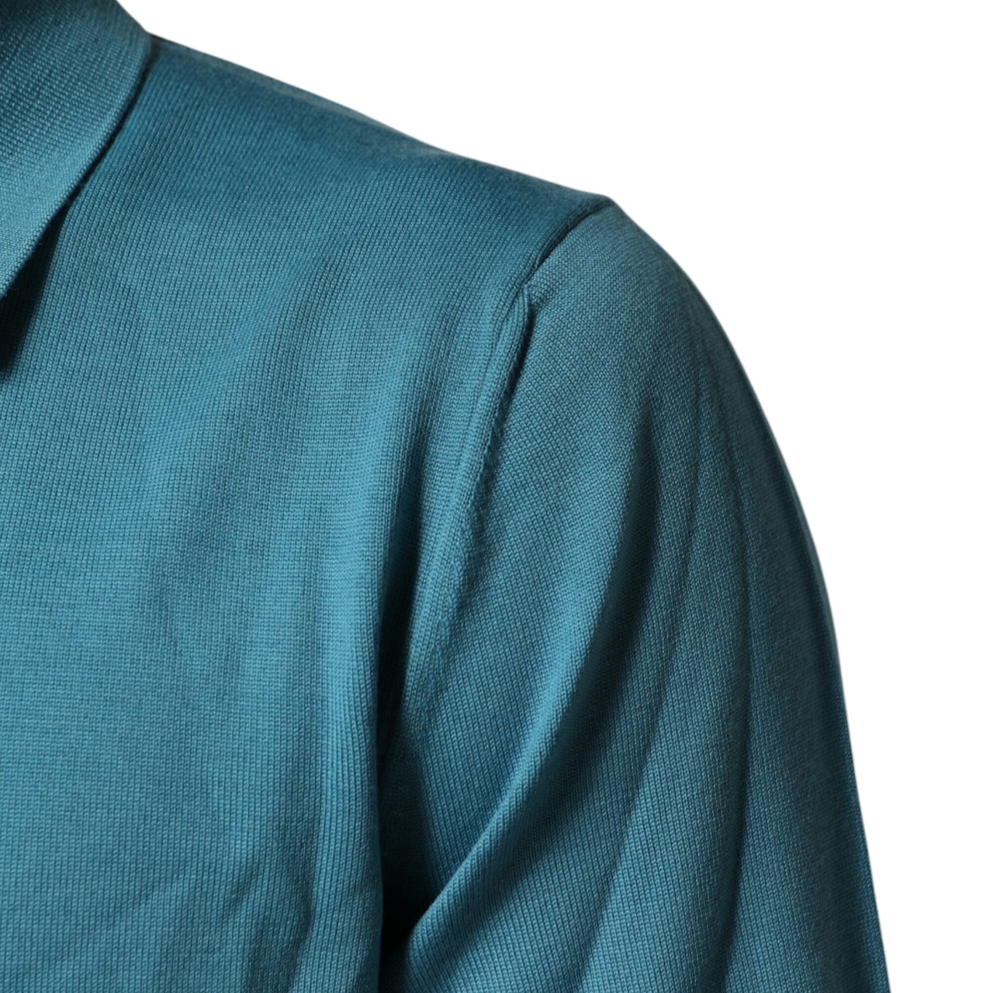 Dolce & Gabbana Teal Wool Collared Polo Pullover Sweater