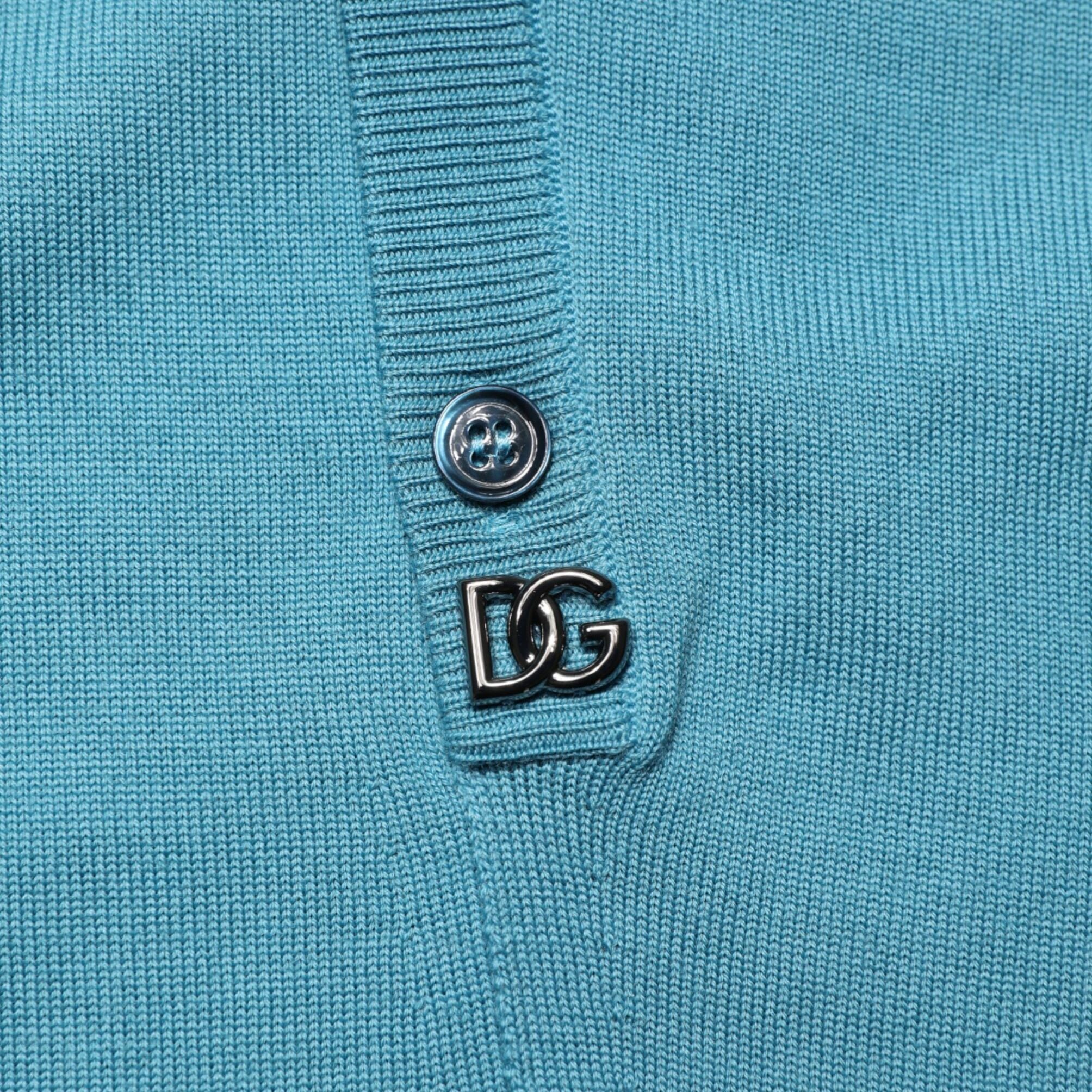 Dolce & Gabbana Teal Wool Collared Polo Pullover Sweater
