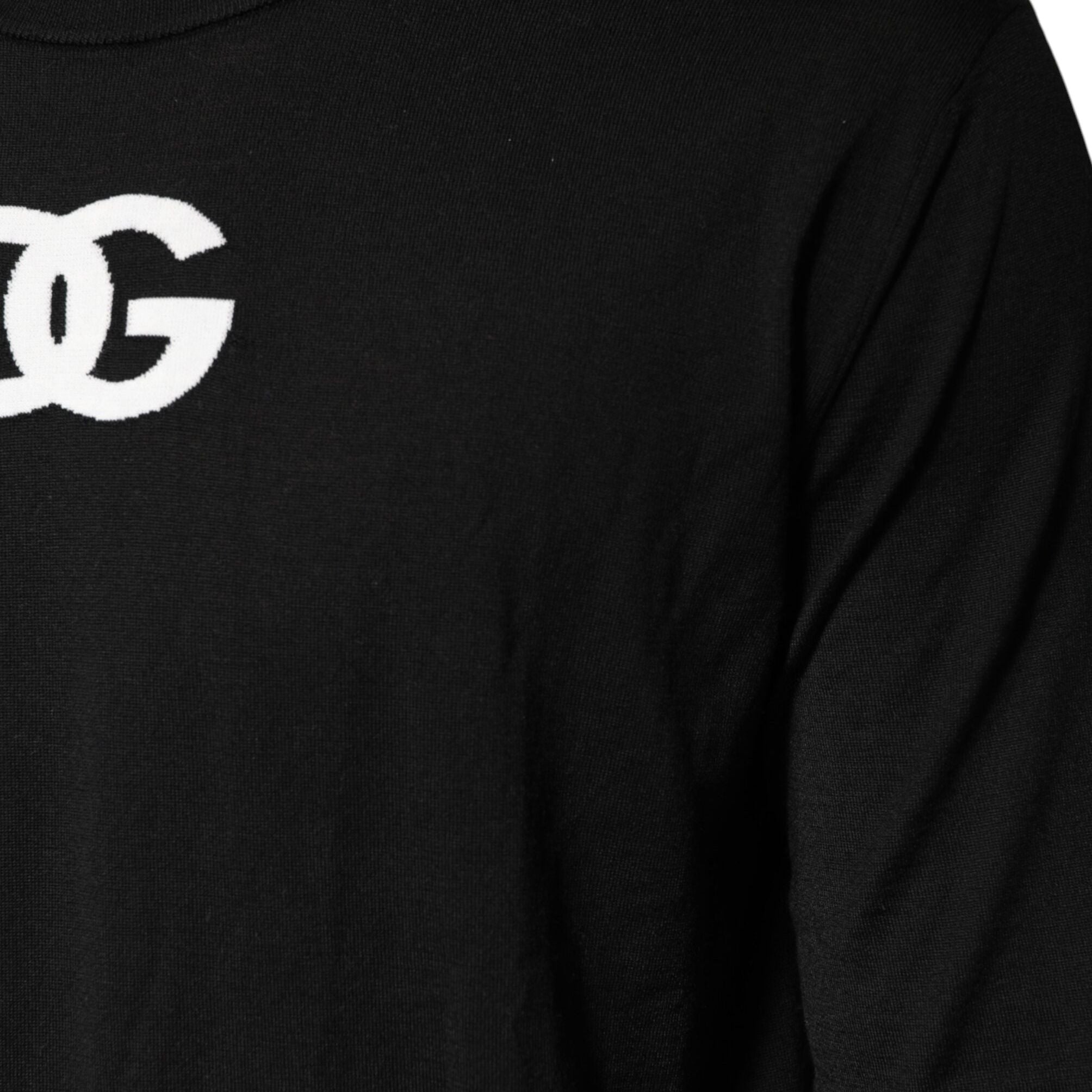 Dolce & Gabbana Black Wool DG Crew Neck Men Pullover Sweater