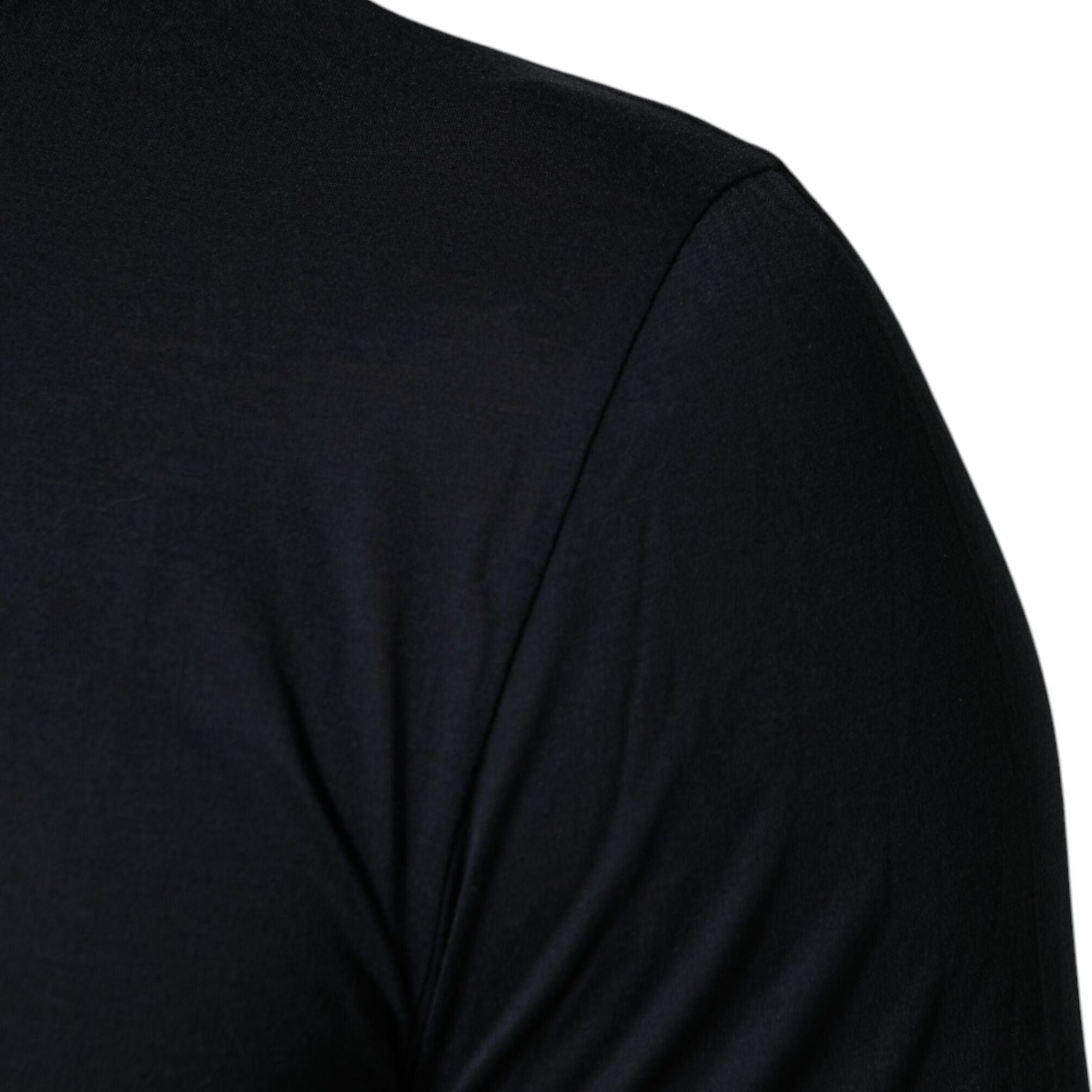 Dolce & Gabbana Dark Blue Cotton Henley Long Sleeves T-Shirt