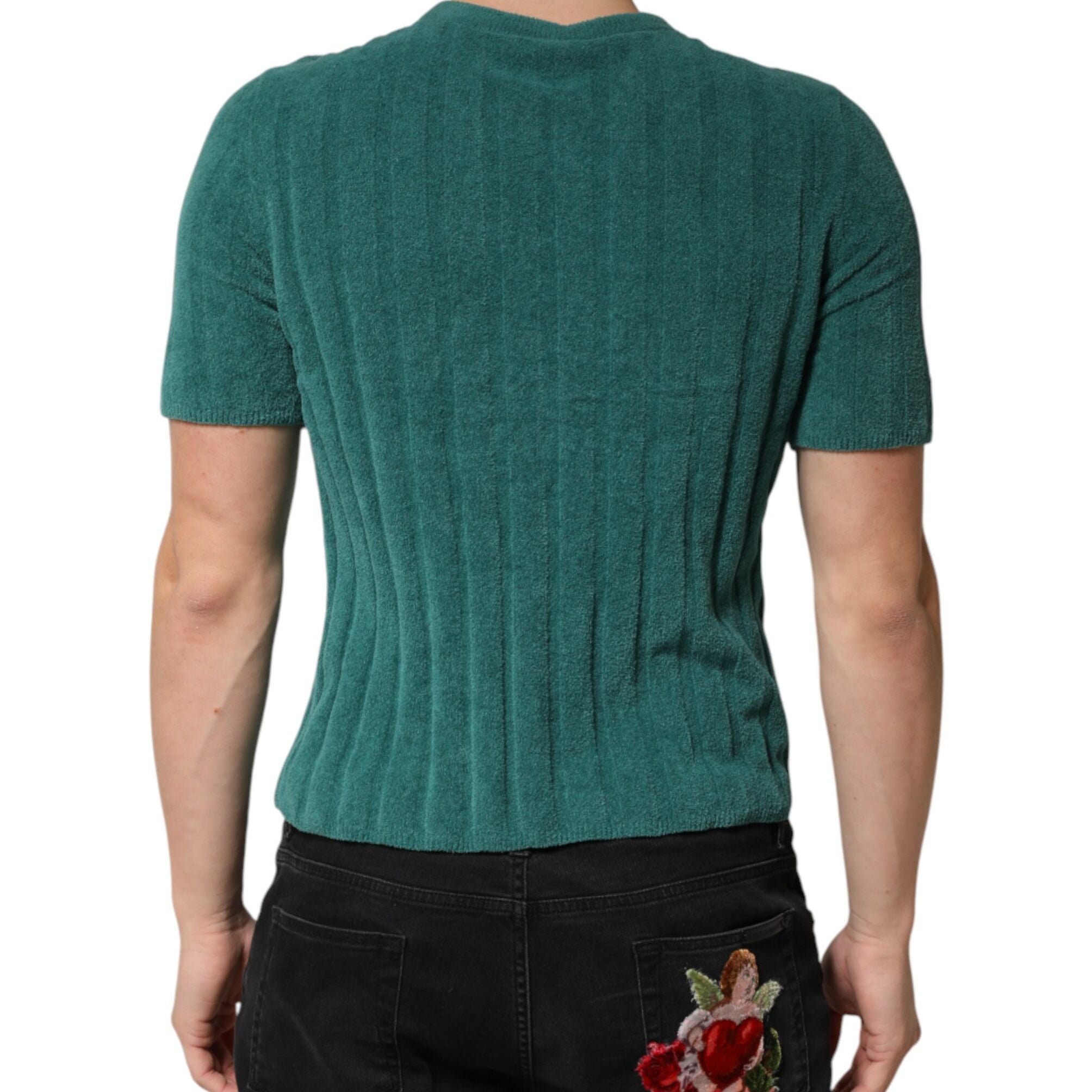 Dolce & Gabbana Dark Green Cotton Blend Men Crew Neck T-shirt