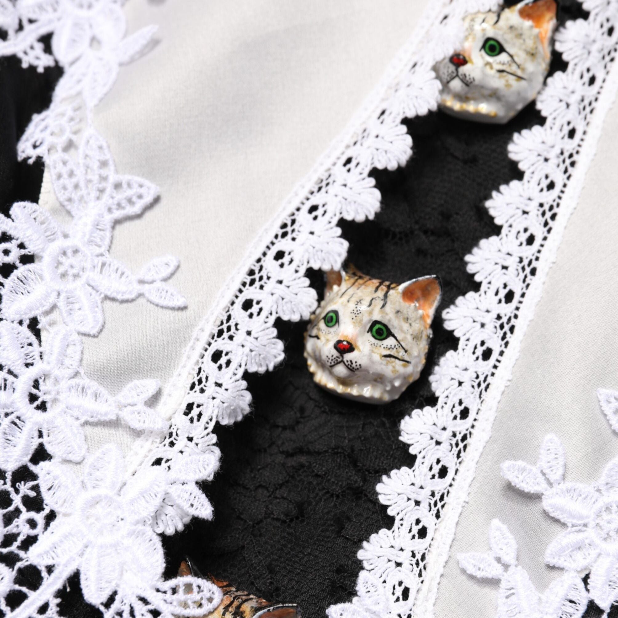 Dolce & Gabbana Black White Silk Macrame Lace Midi Dress