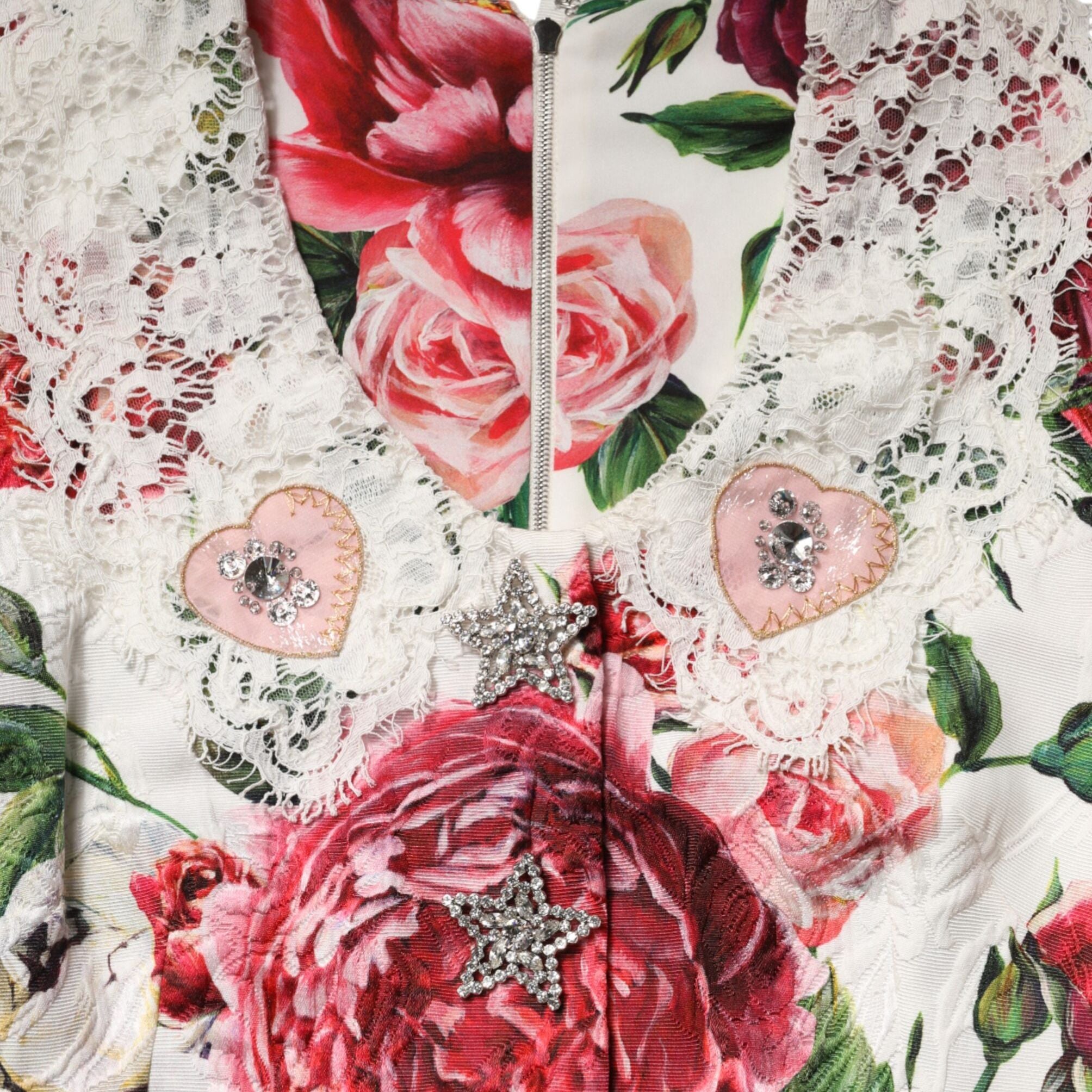 Dolce & Gabbana White Floral Embellished Sheath Mini Dress