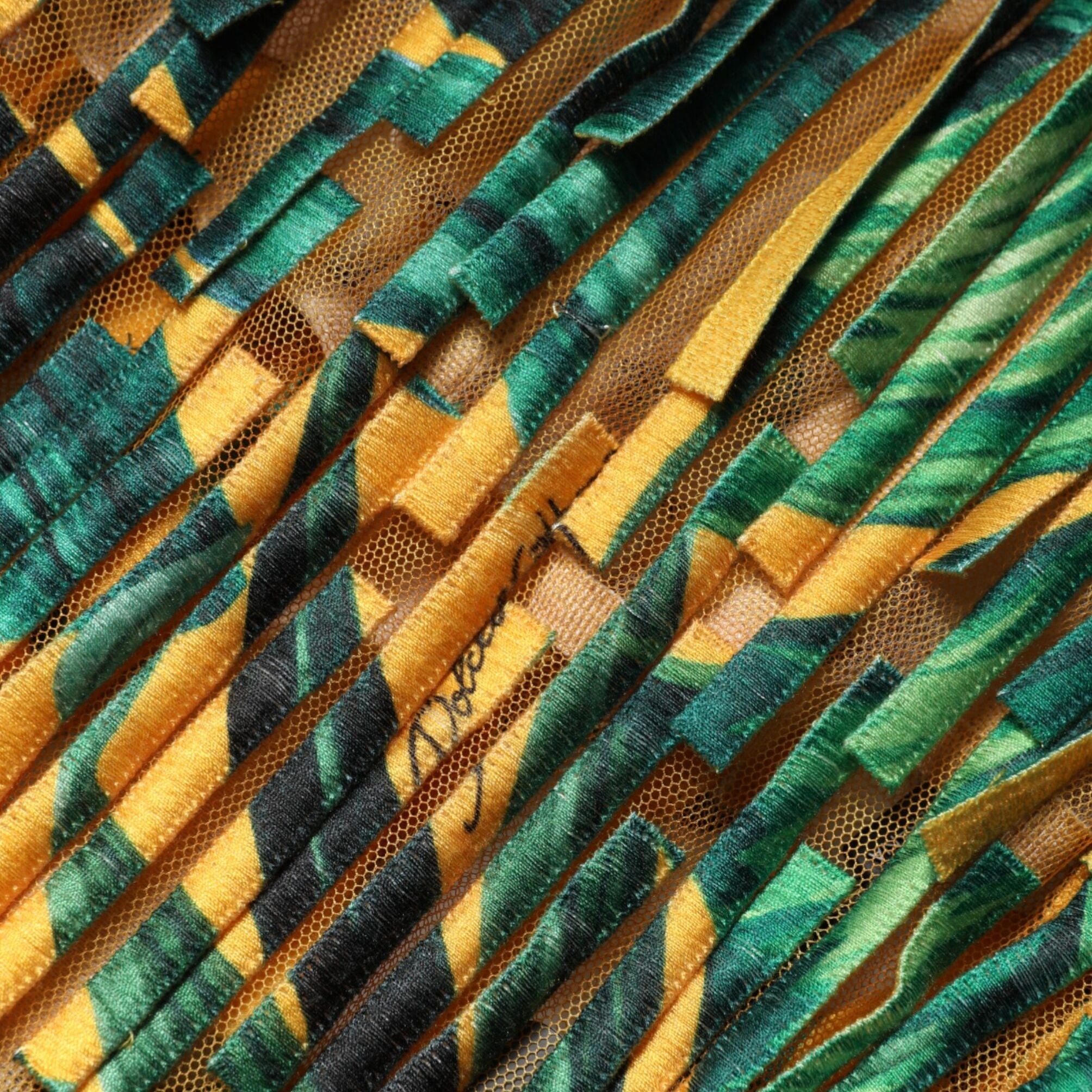 Dolce & Gabbana Multicolor Tropical Print Fringe Maxi Dress