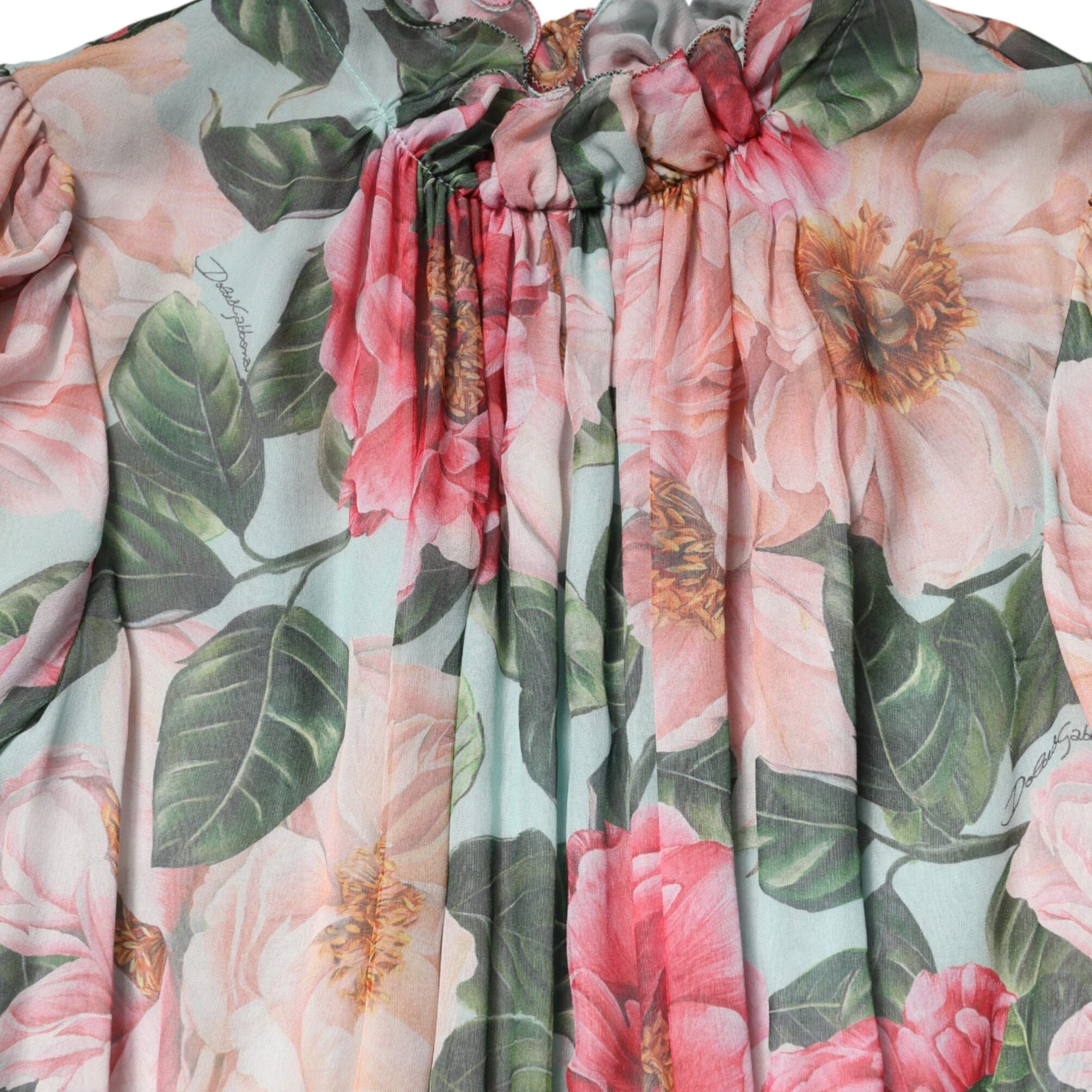 Dolce & Gabbana Multicolor Floral Silk Chiffon Pleated Mini Dress