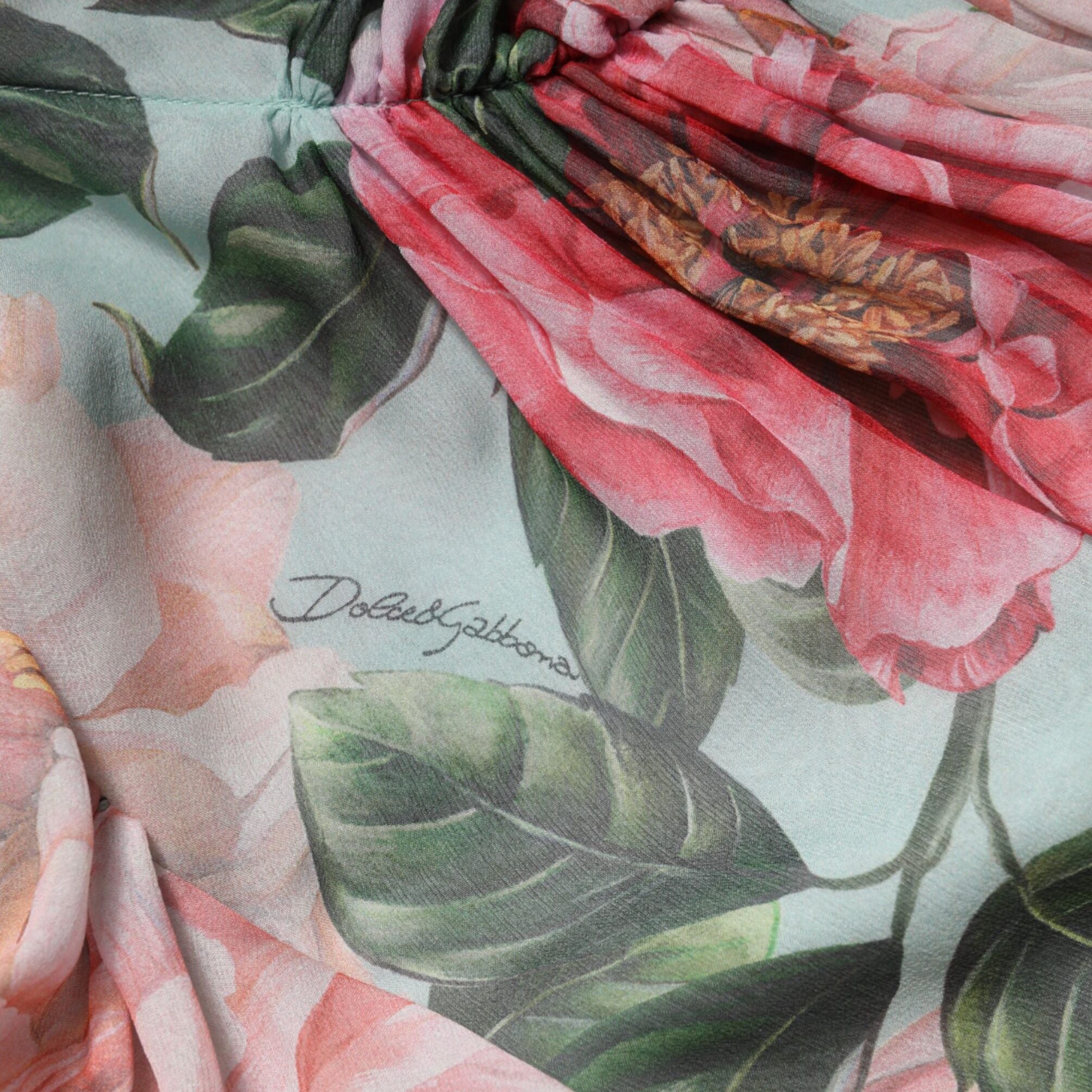 Dolce & Gabbana Multicolor Floral Silk Chiffon Pleated Mini Dress