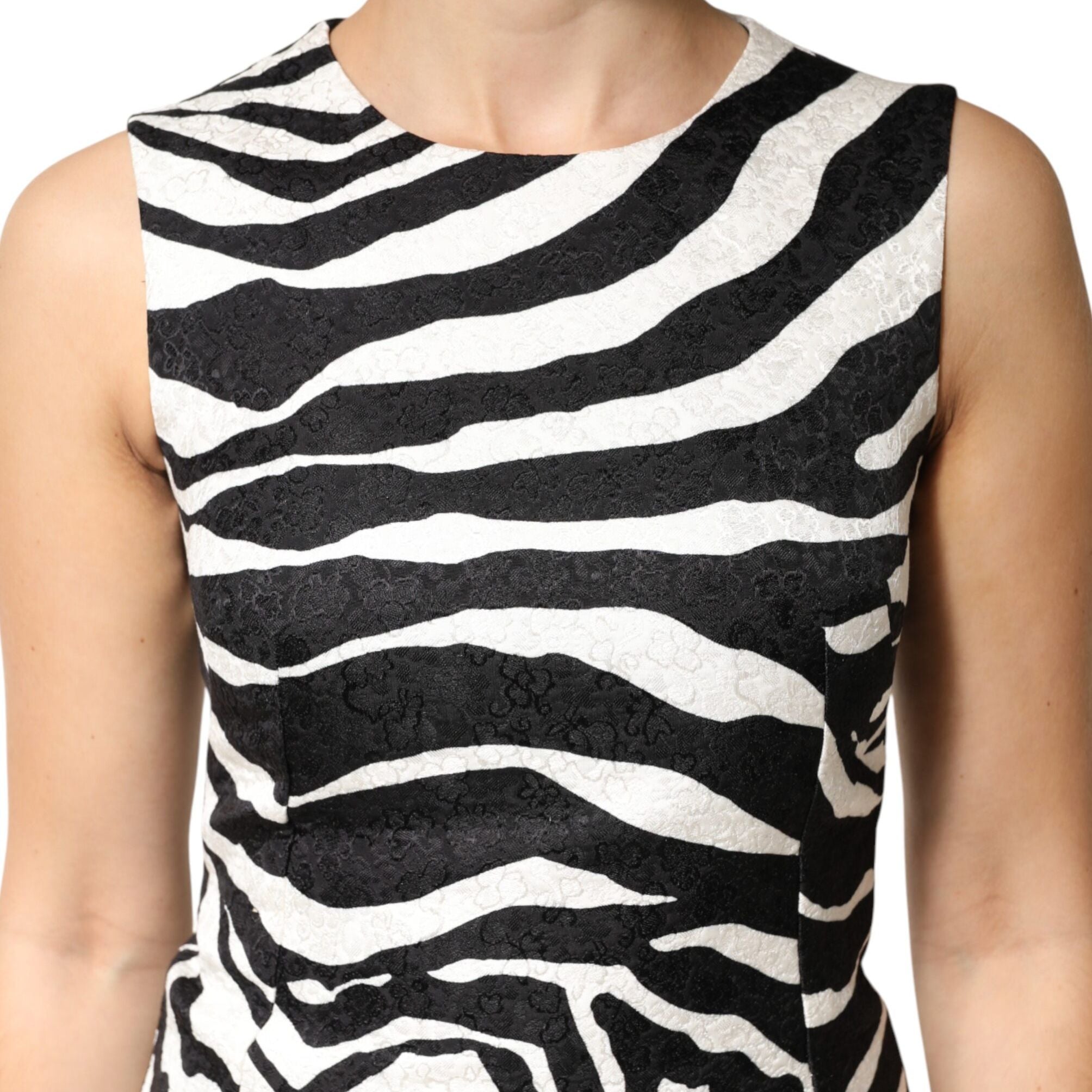 Dolce & Gabbana Black White Zebra Sleeveless A-line Dress