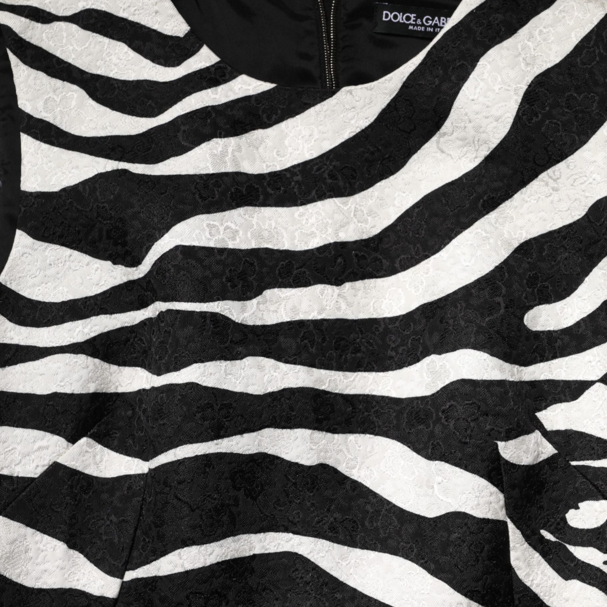 Dolce & Gabbana Black White Zebra Sleeveless A-line Dress