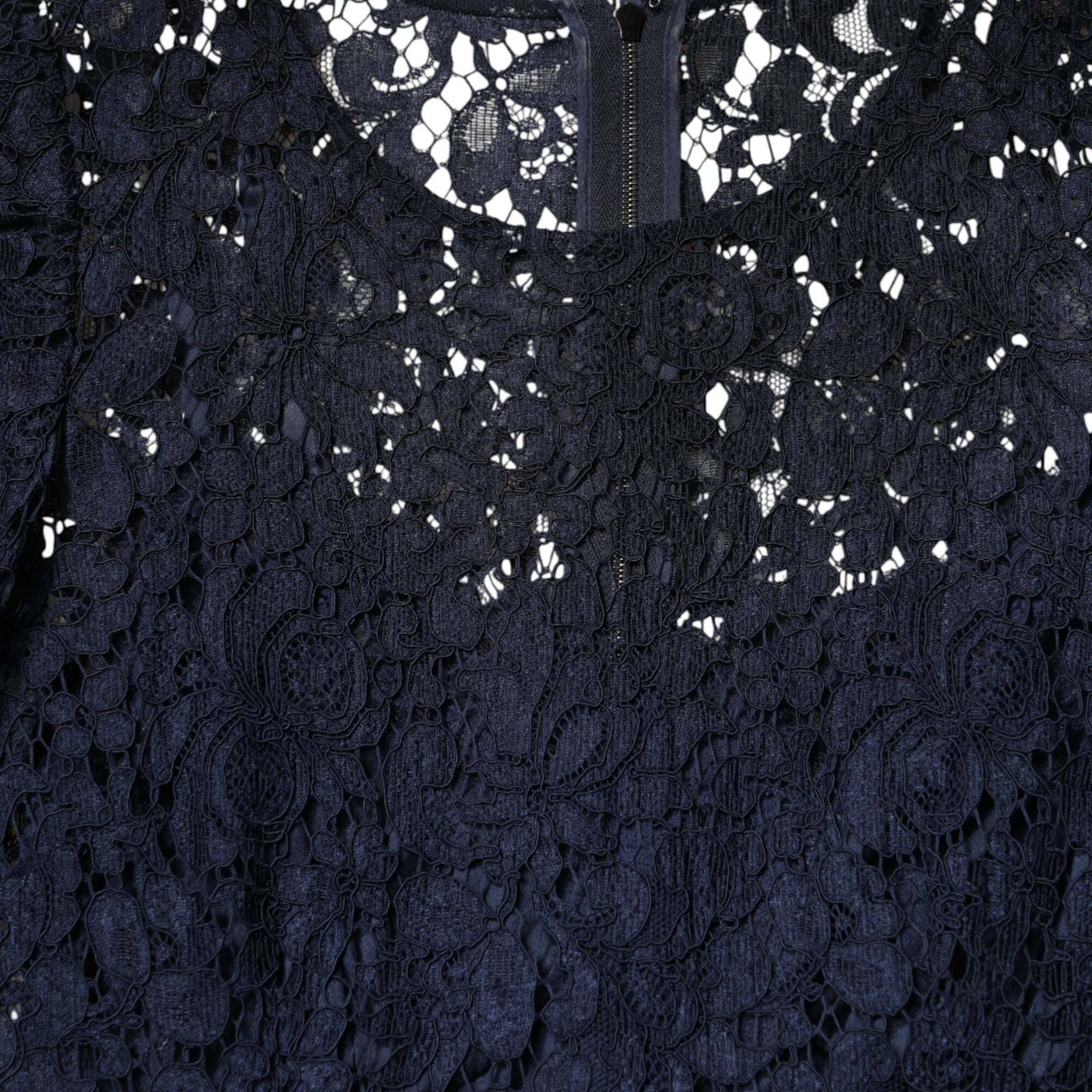 Dolce & Gabbana Blue Lace Ruffle A-line Knee Length Dress