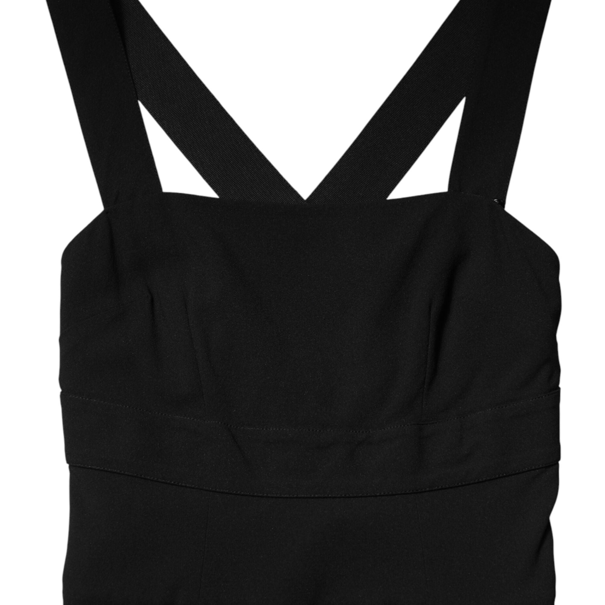 Dolce & Gabbana Black Square Neck Sleeveless Midi Dress