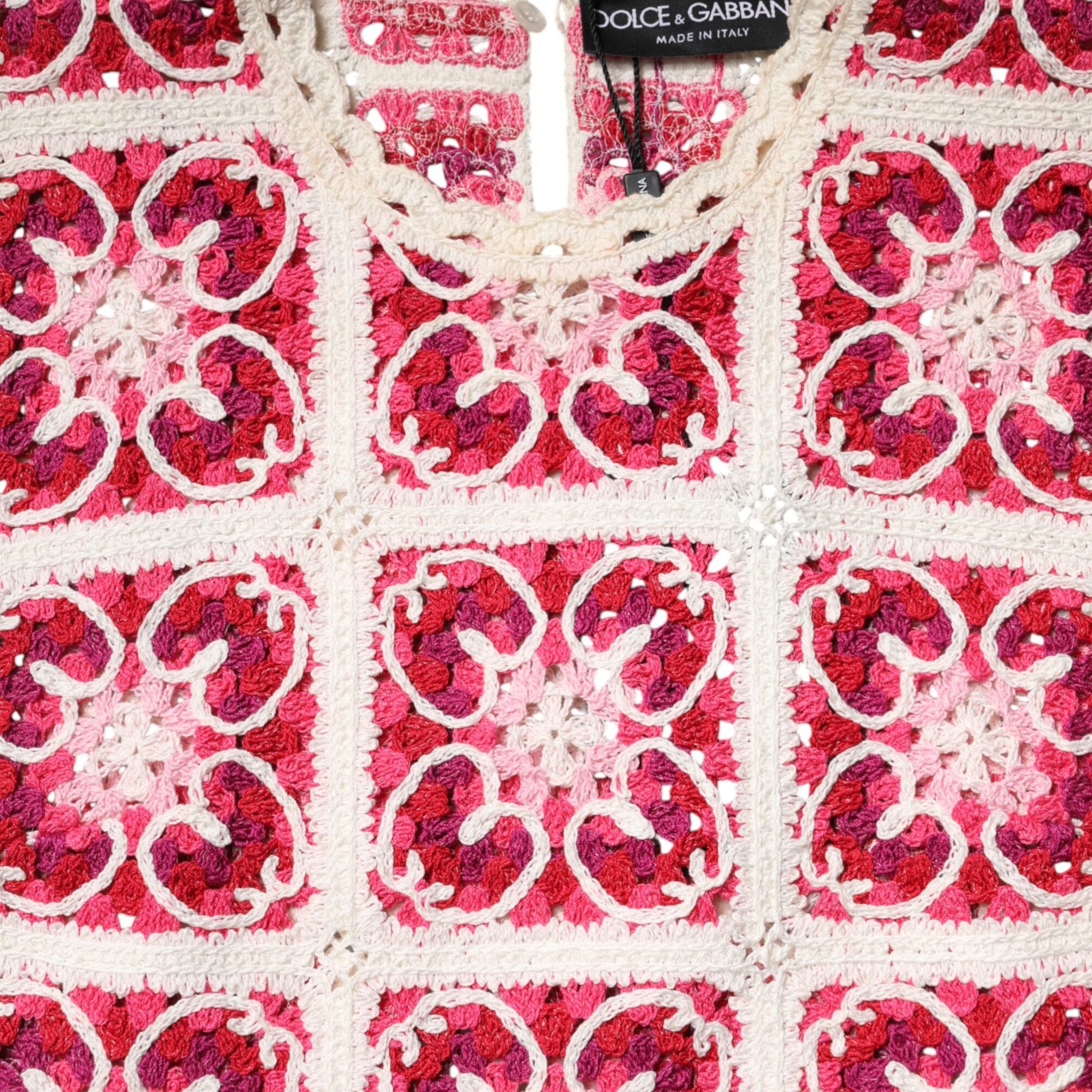 Dolce & Gabbana Multicolor Brick Stitched Crochet Mini Dress