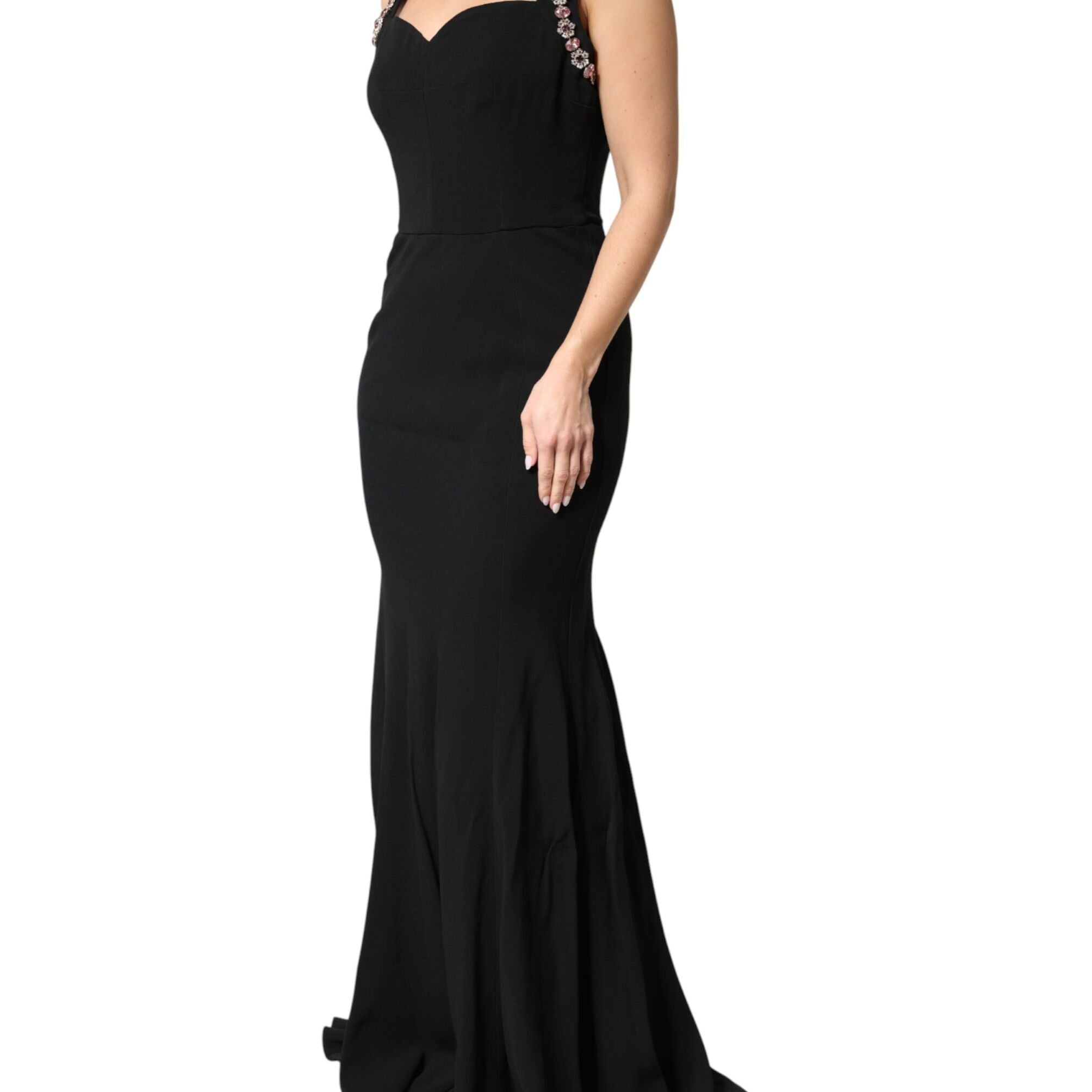 Dolce & Gabbana Black Embellished Bodycon Long Gown Dress