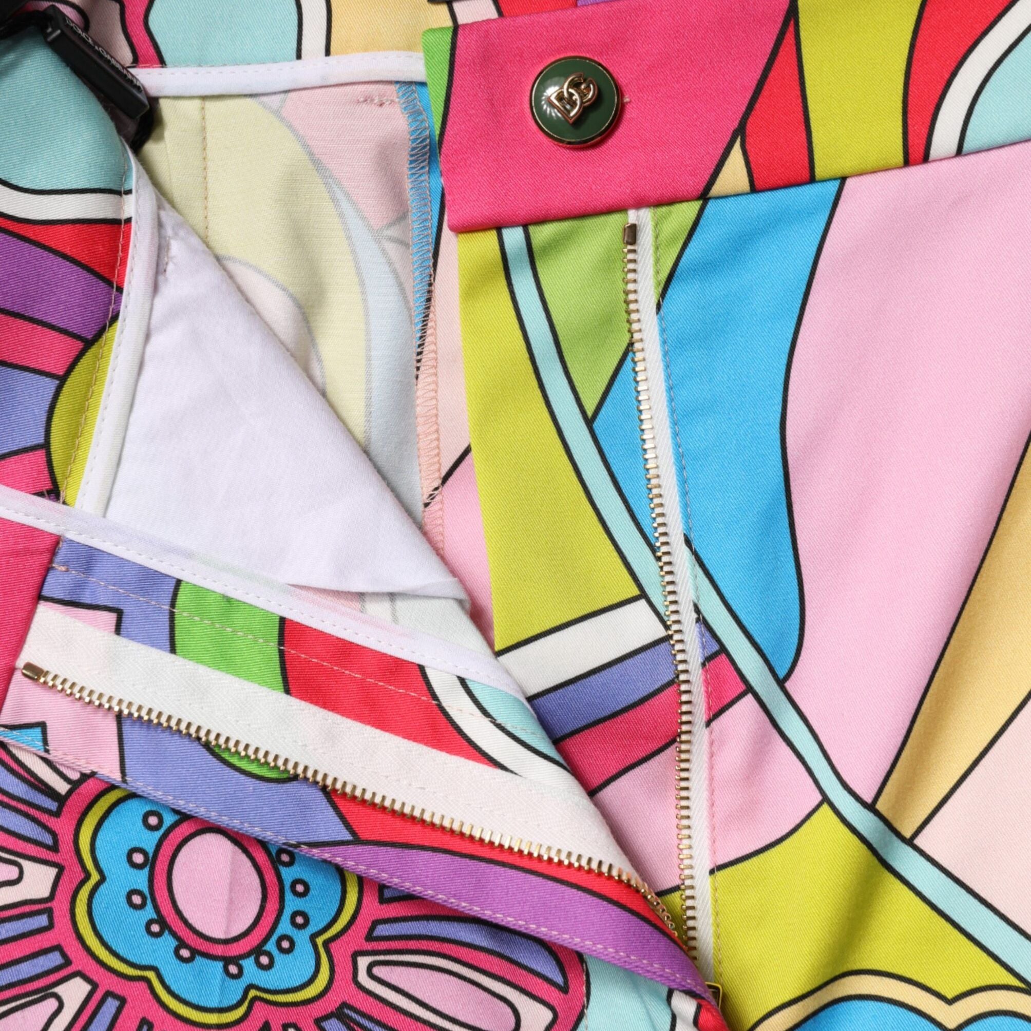 Dolce & Gabbana Multicolor Graphic High Waist Bermuda Shorts