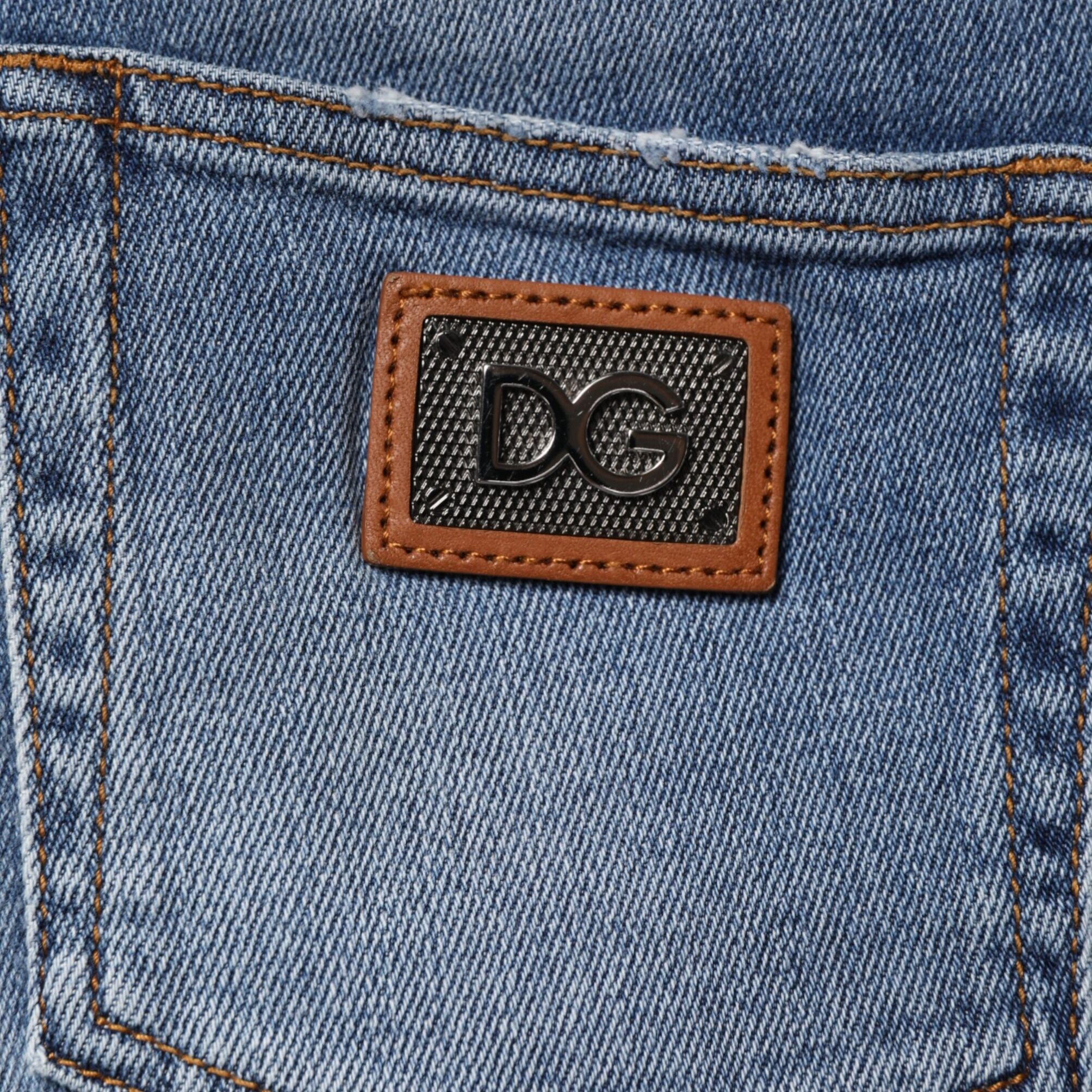 Dolce & Gabbana Blue Washed Cotton Skinny Denim Trouser Jeans