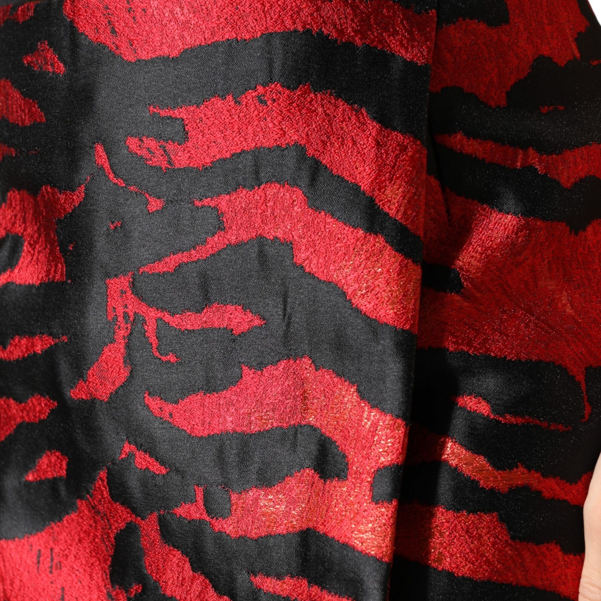 Dolce & Gabbana Black Red Jacquard High Waist Mini Skirt
