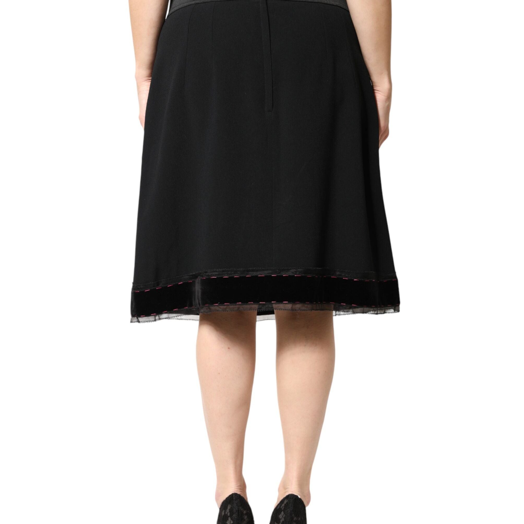 Dolce & Gabbana Black Mid Waist A-line Knee Length Skirt