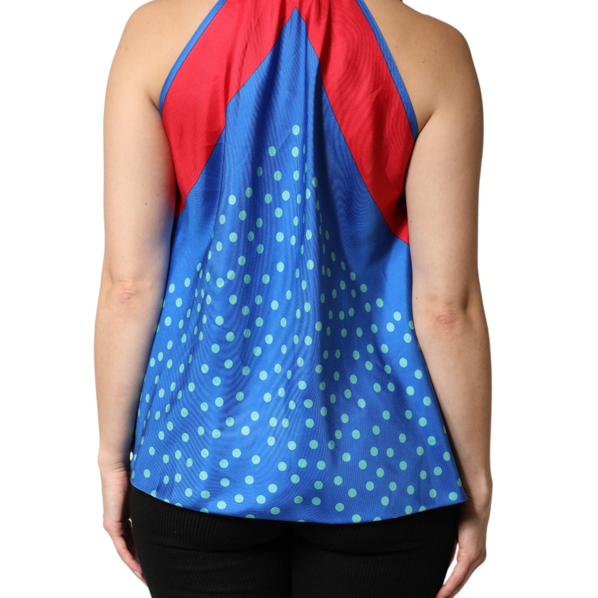 Dolce & Gabbana Multicolor Polka Dot Tie Halter Blouse  Top