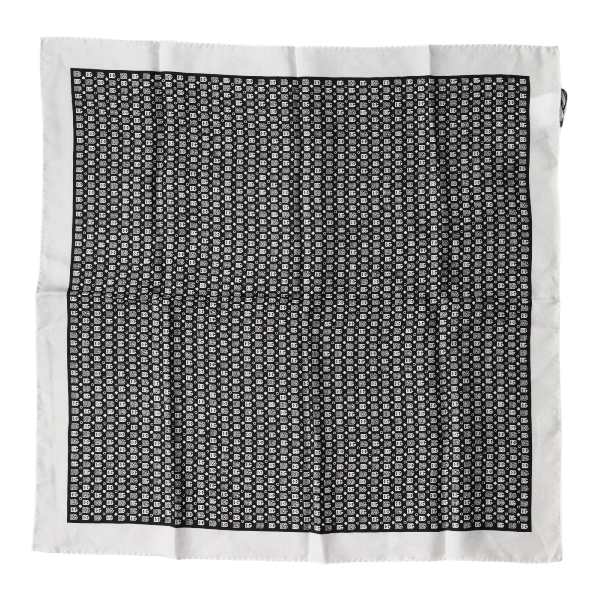 Dolce & Gabbana White Black Patterned Square Foulard Scarf