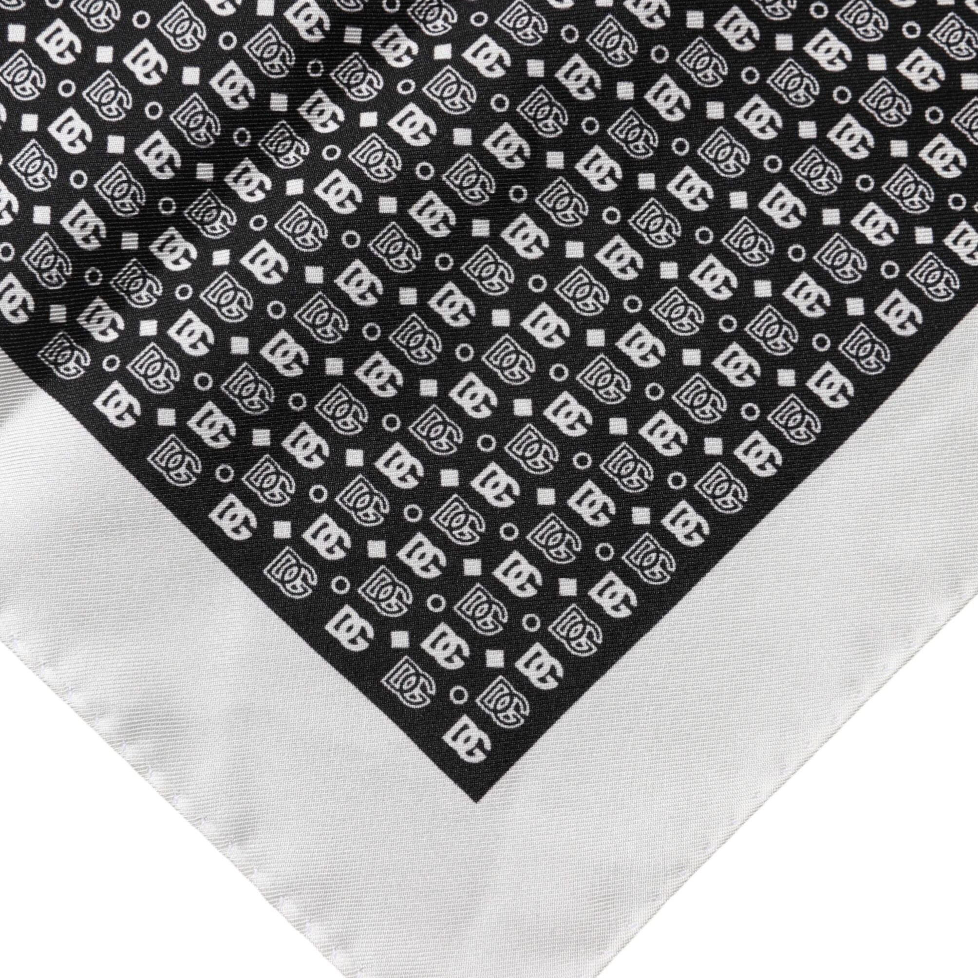 Dolce & Gabbana White Black Patterned Square Foulard Scarf