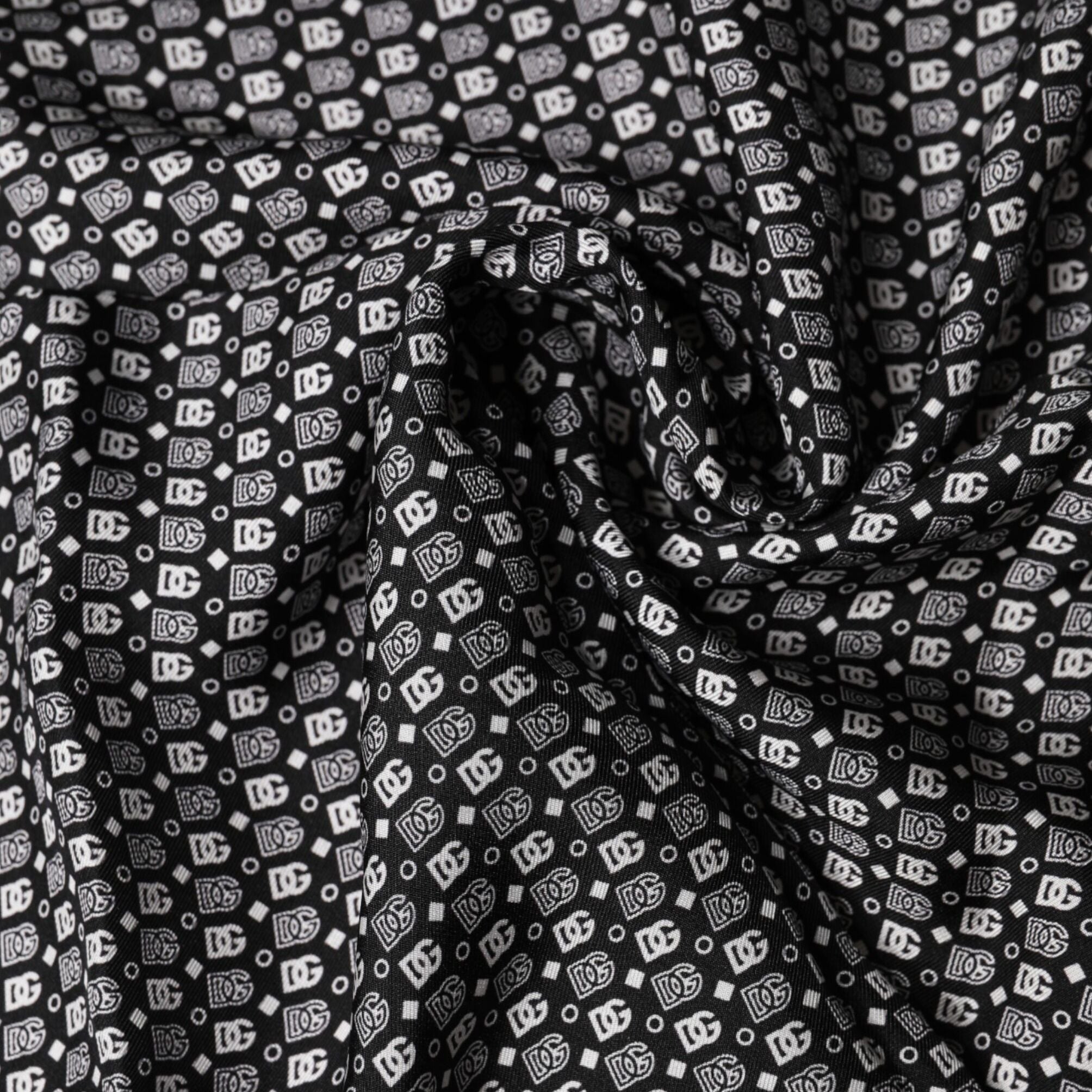 Dolce & Gabbana White Black Patterned Square Foulard Scarf