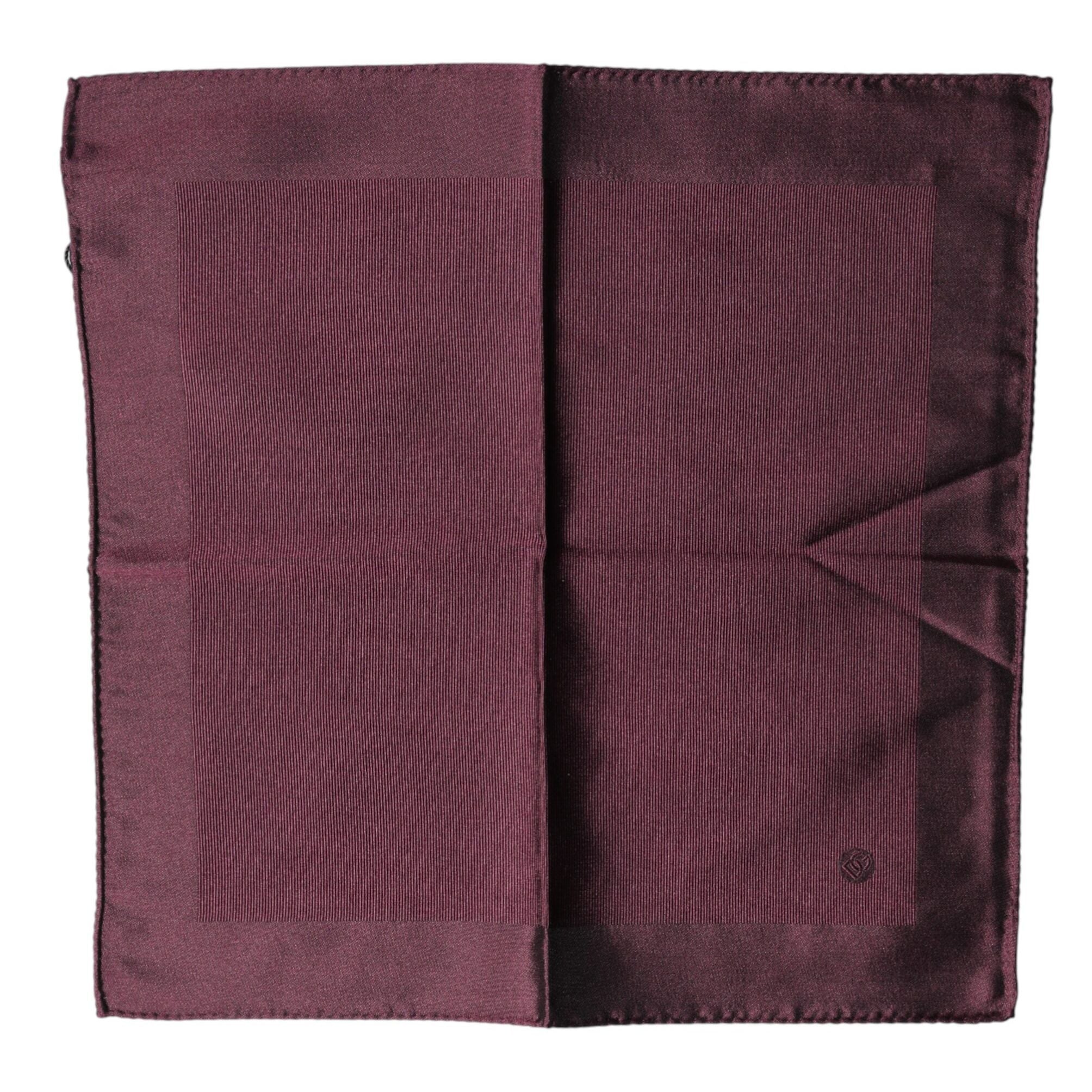 Dolce & Gabbana Maroon Logo Silk Square Handkerchief Scarf