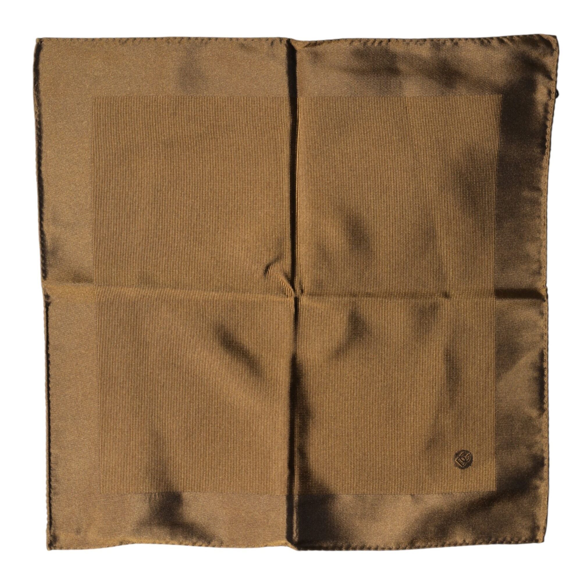 Dolce & Gabbana Brown Logo Silk Men Square Handkerchief Scarf