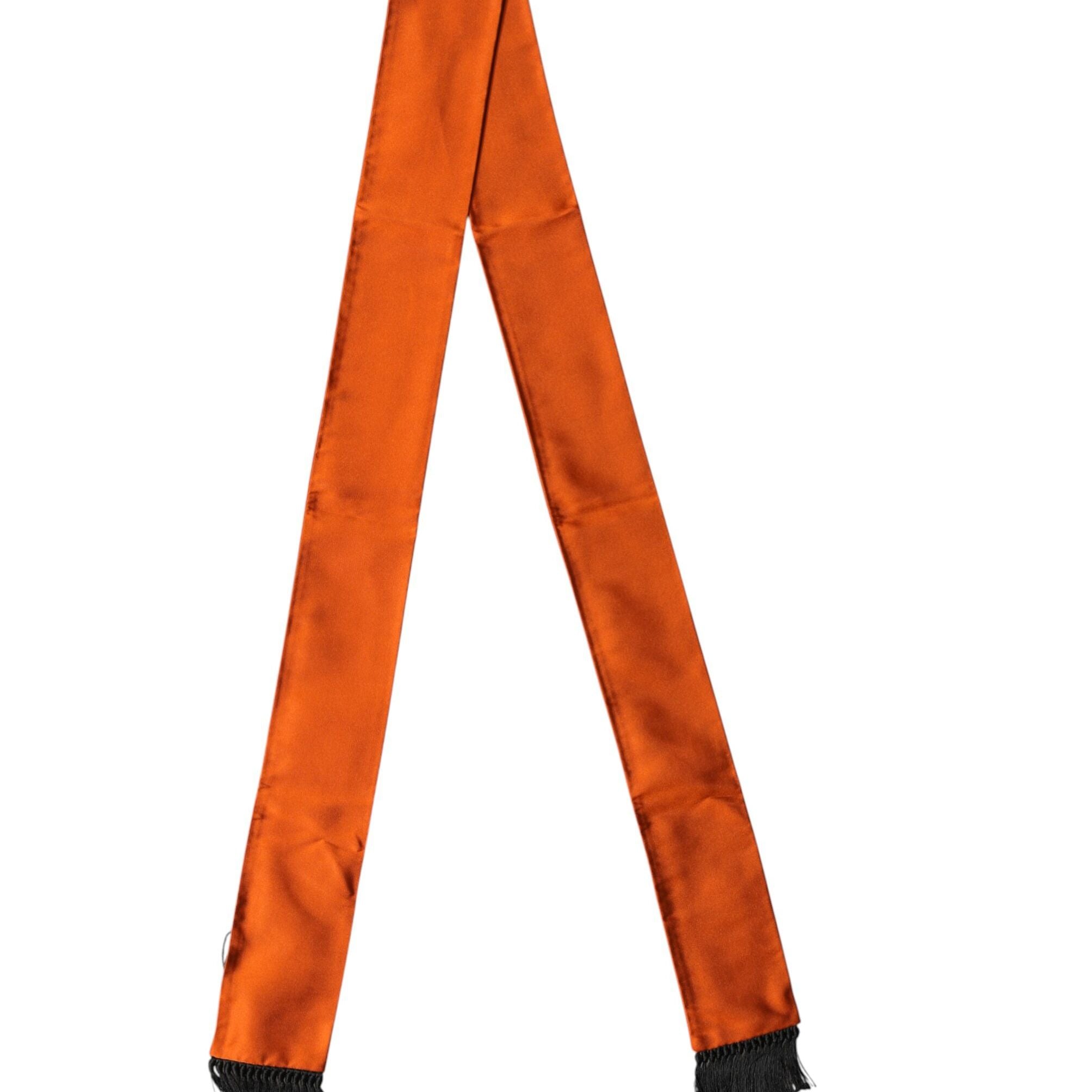 Dolce & Gabbana Orange Silk Fringes Neck Wrap Foulard Scarf