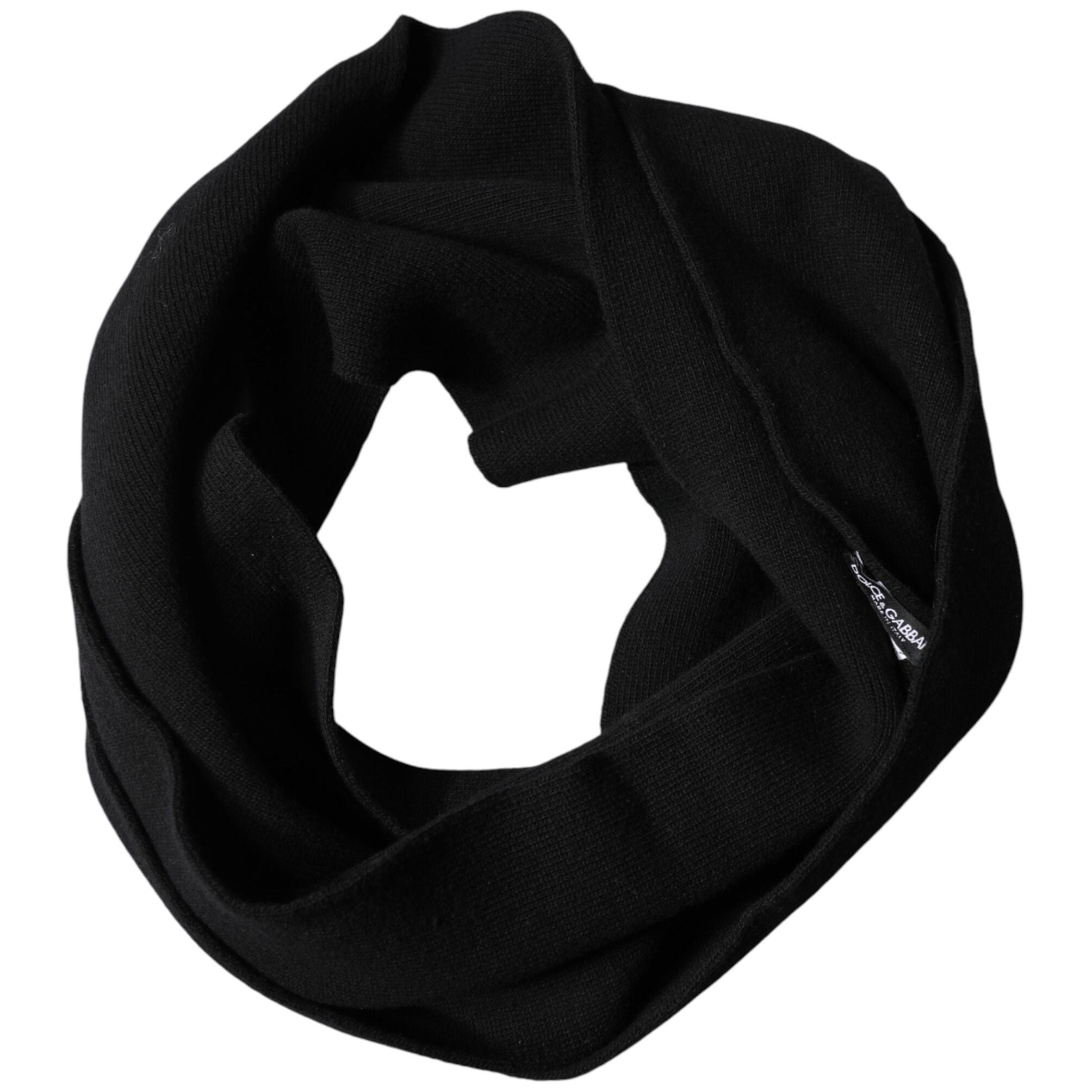 Dolce & Gabbana Black Wool Knitted Neck Wrap Foulard  Scarf