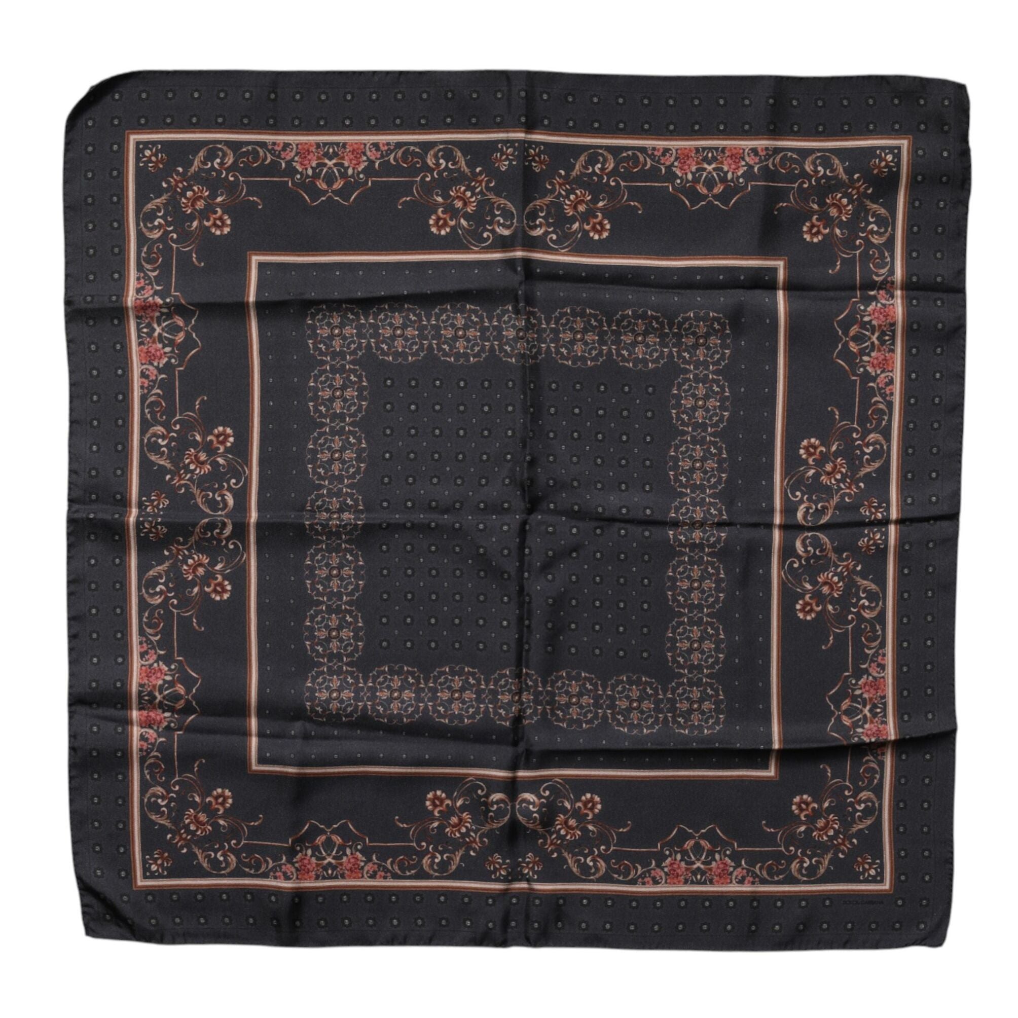 Dolce & Gabbana Black Patterned Square Foulard Scarf